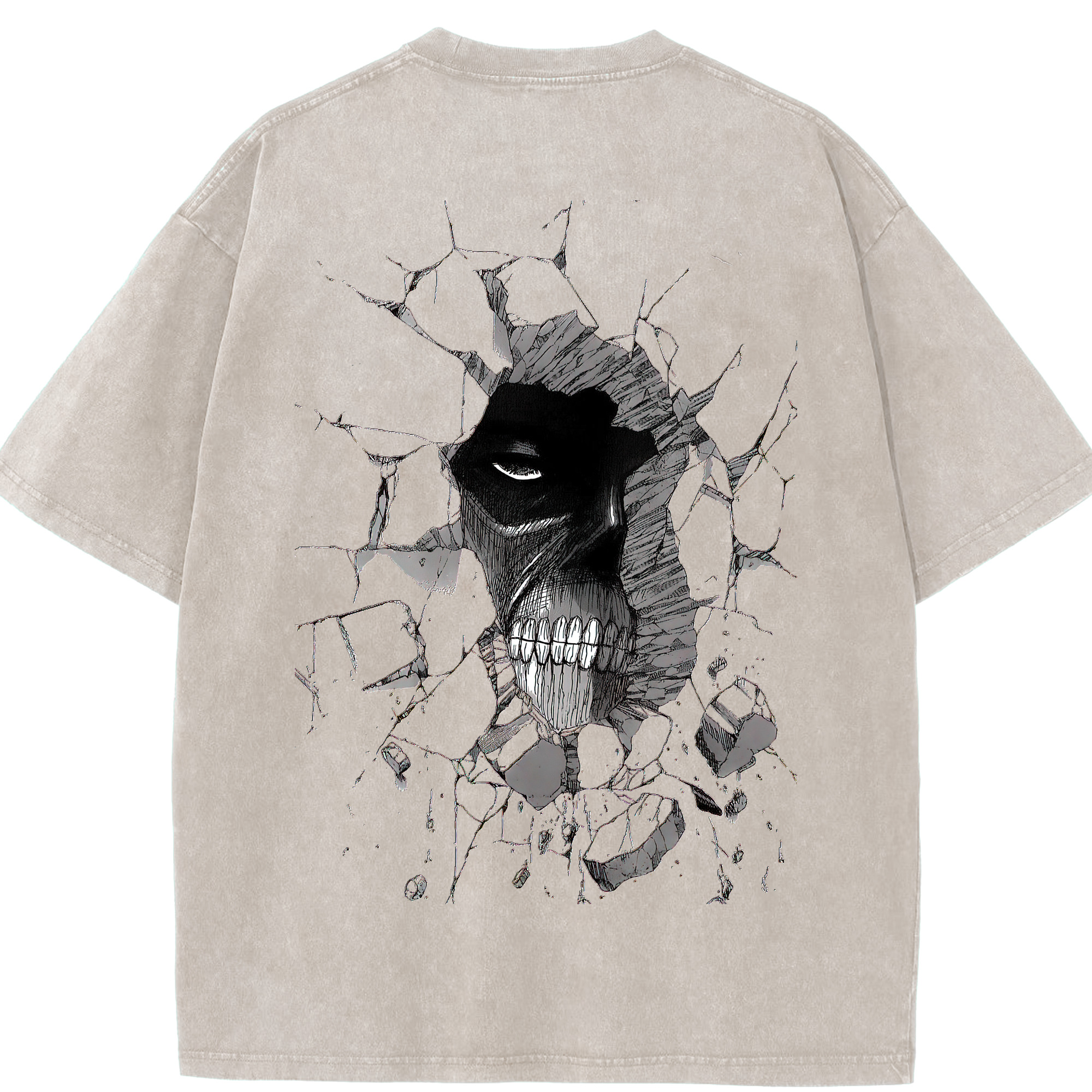 （画像用） 進撃の巨人 Attack on Titan 綿100% ヴィンテージ風 半袖Tシャツ（背面プリント）