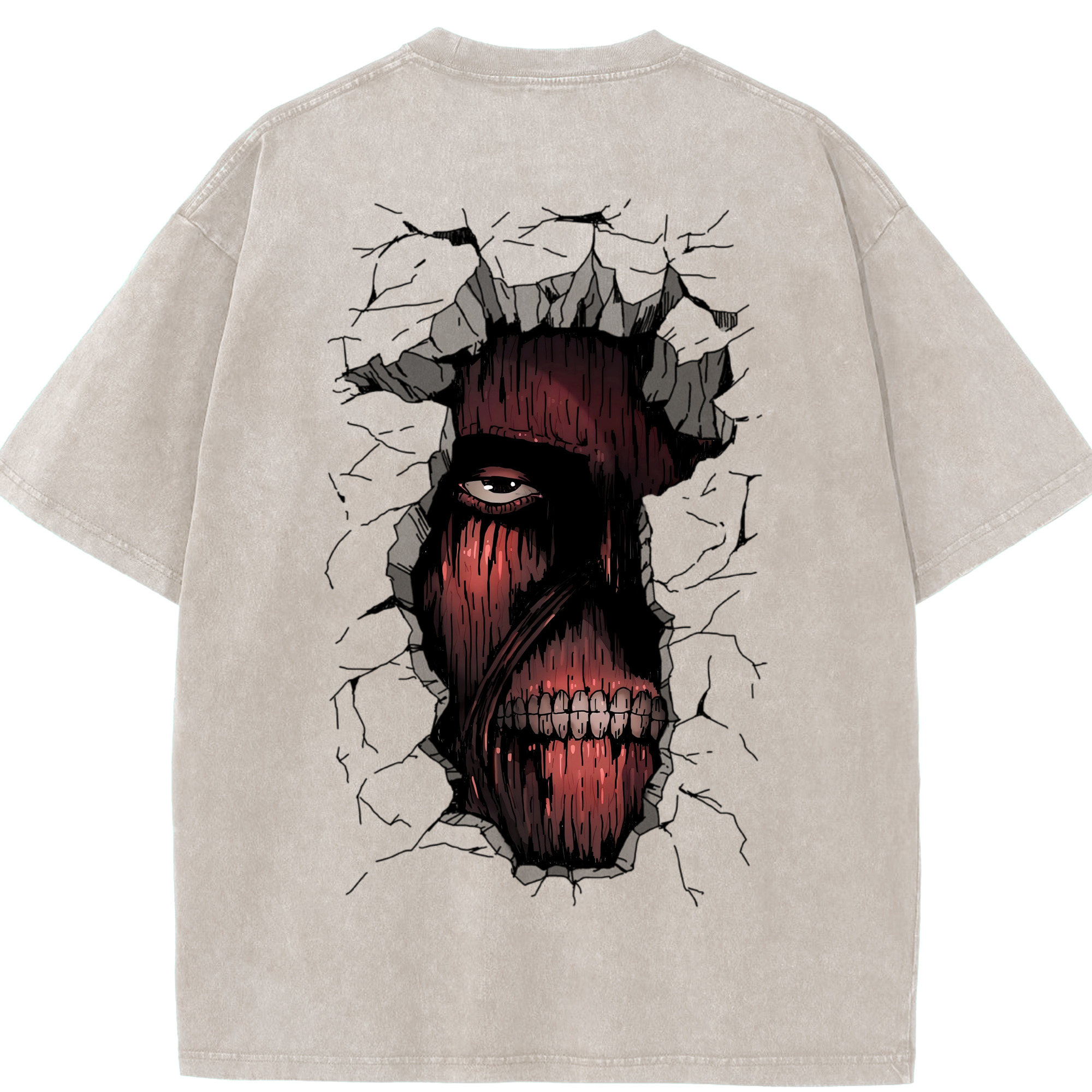 （画像用） 進撃の巨人 Attack on Titan 綿100% ヴィンテージ風 半袖Tシャツ（背面プリント）