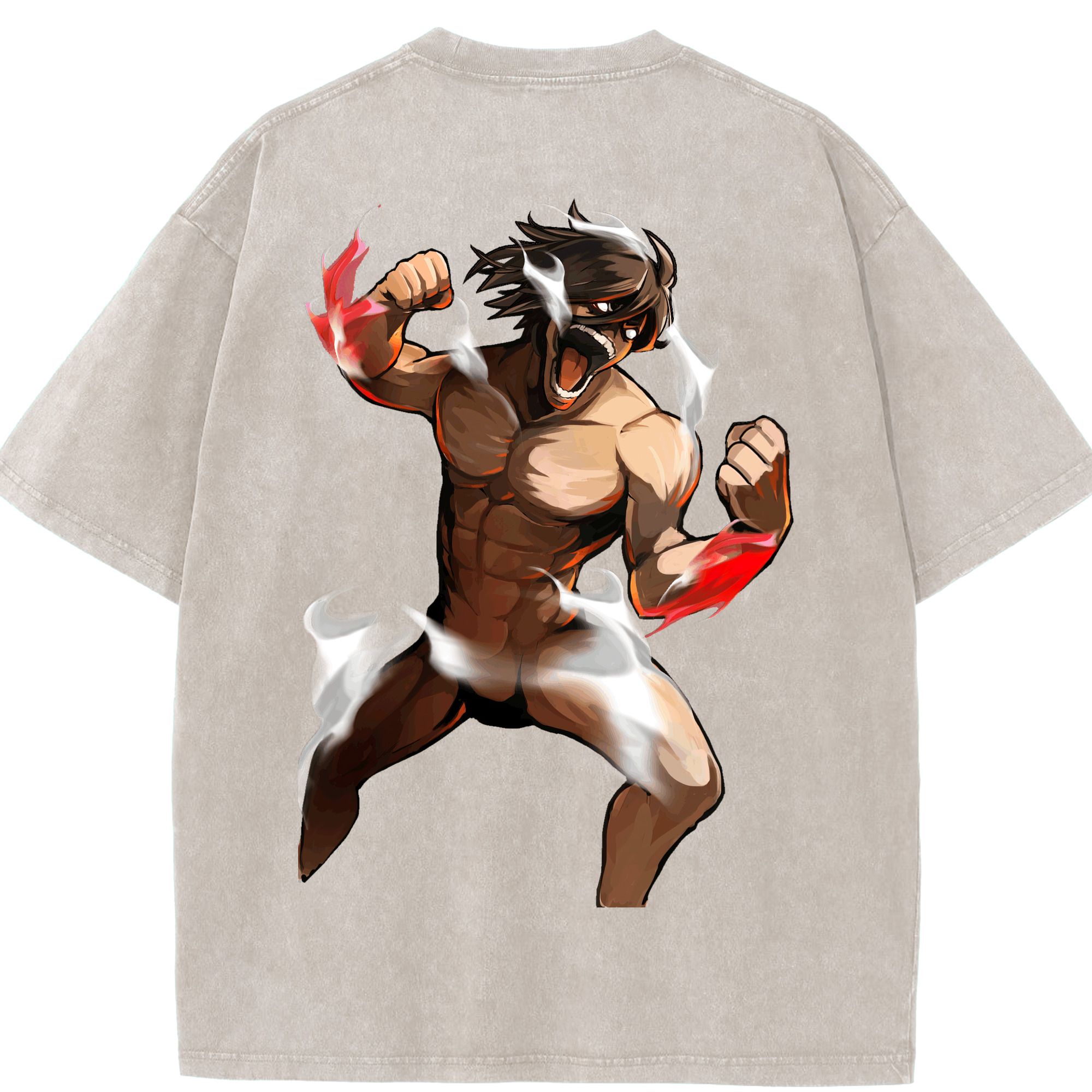 （画像用） 進撃の巨人 Attack on Titan 綿100% ヴィンテージ風 半袖Tシャツ（背面プリント）