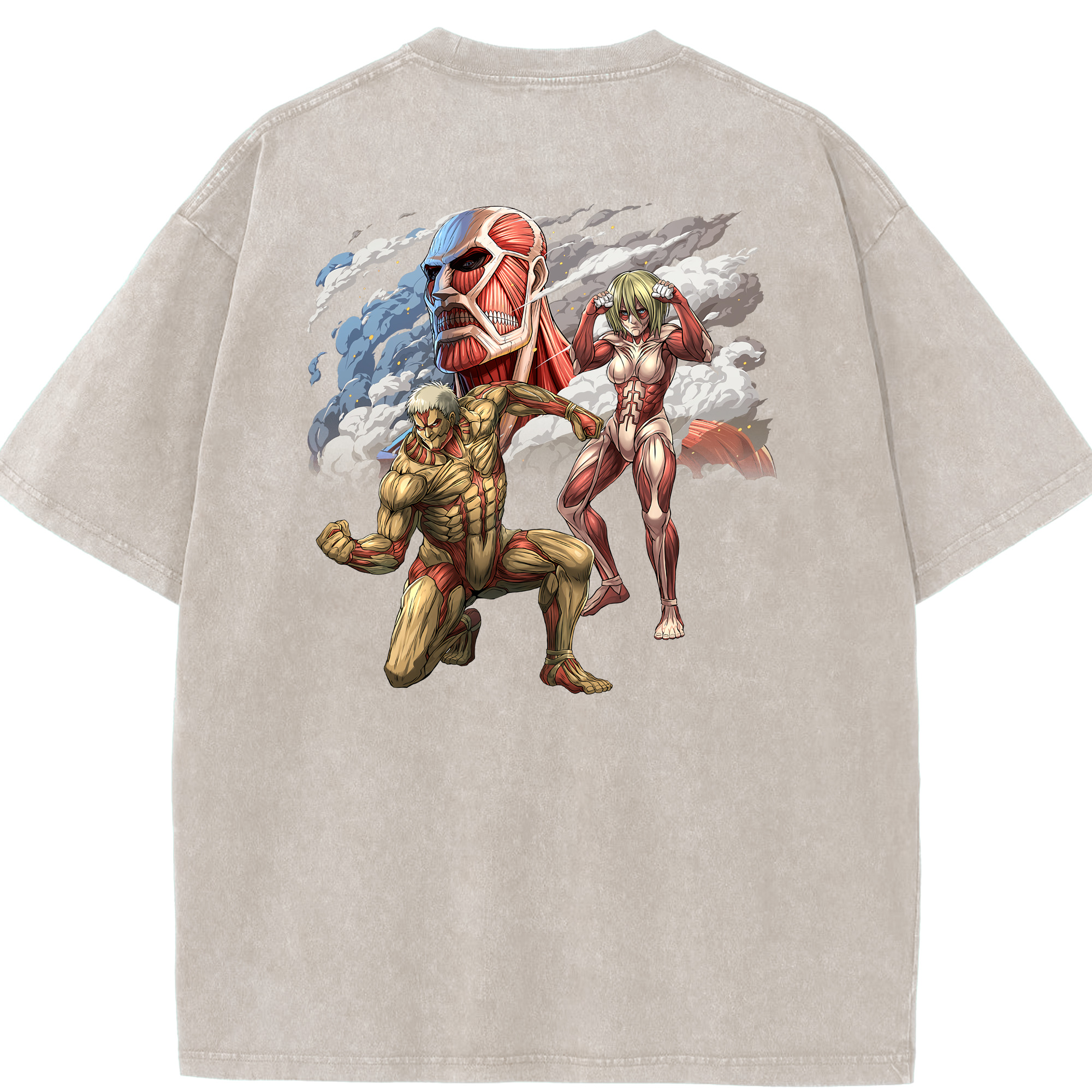 （画像用） 進撃の巨人 Attack on Titan 綿100% ヴィンテージ風 半袖Tシャツ（背面プリント）