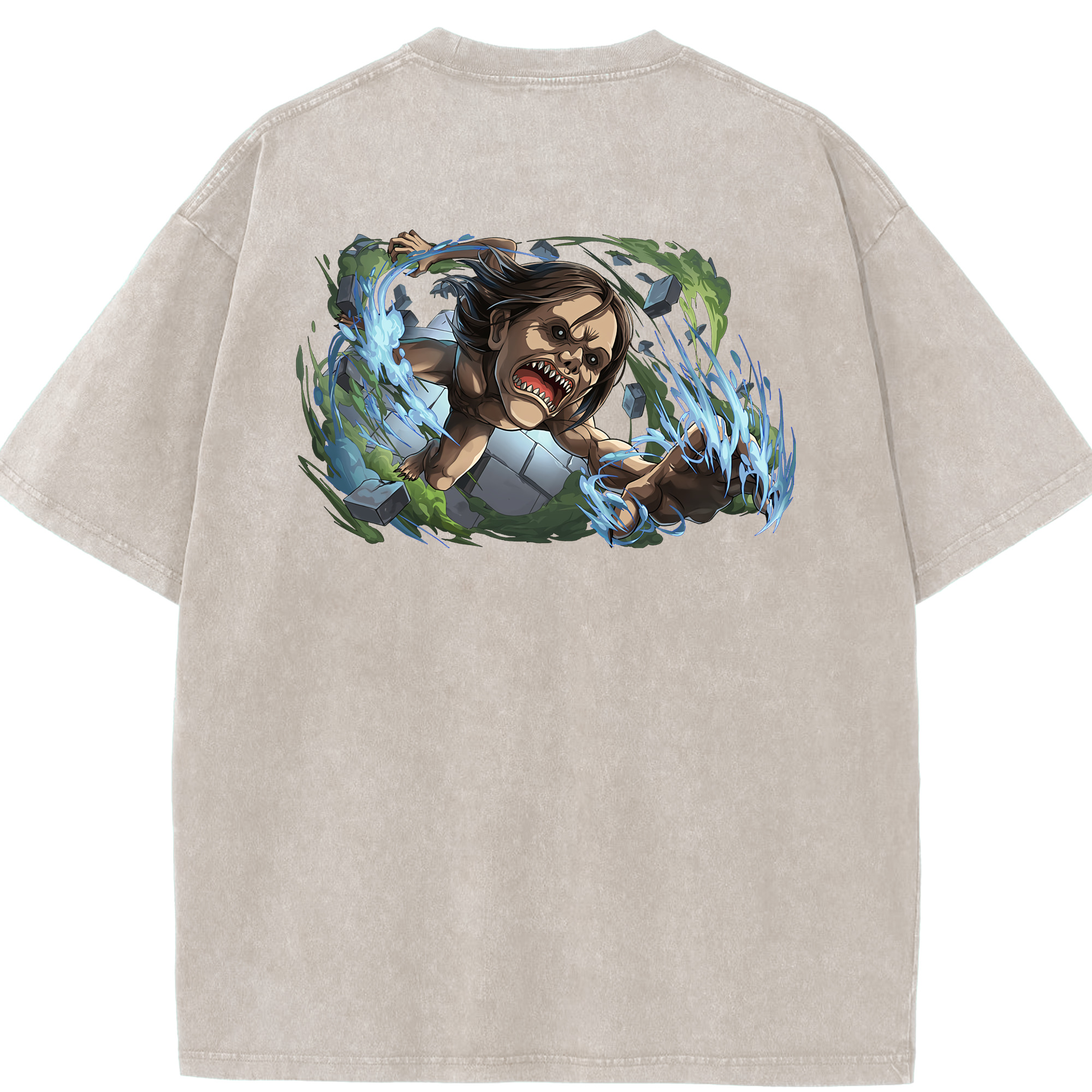 （画像用） 進撃の巨人 Attack on Titan 綿100% ヴィンテージ風 半袖Tシャツ（背面プリント）
