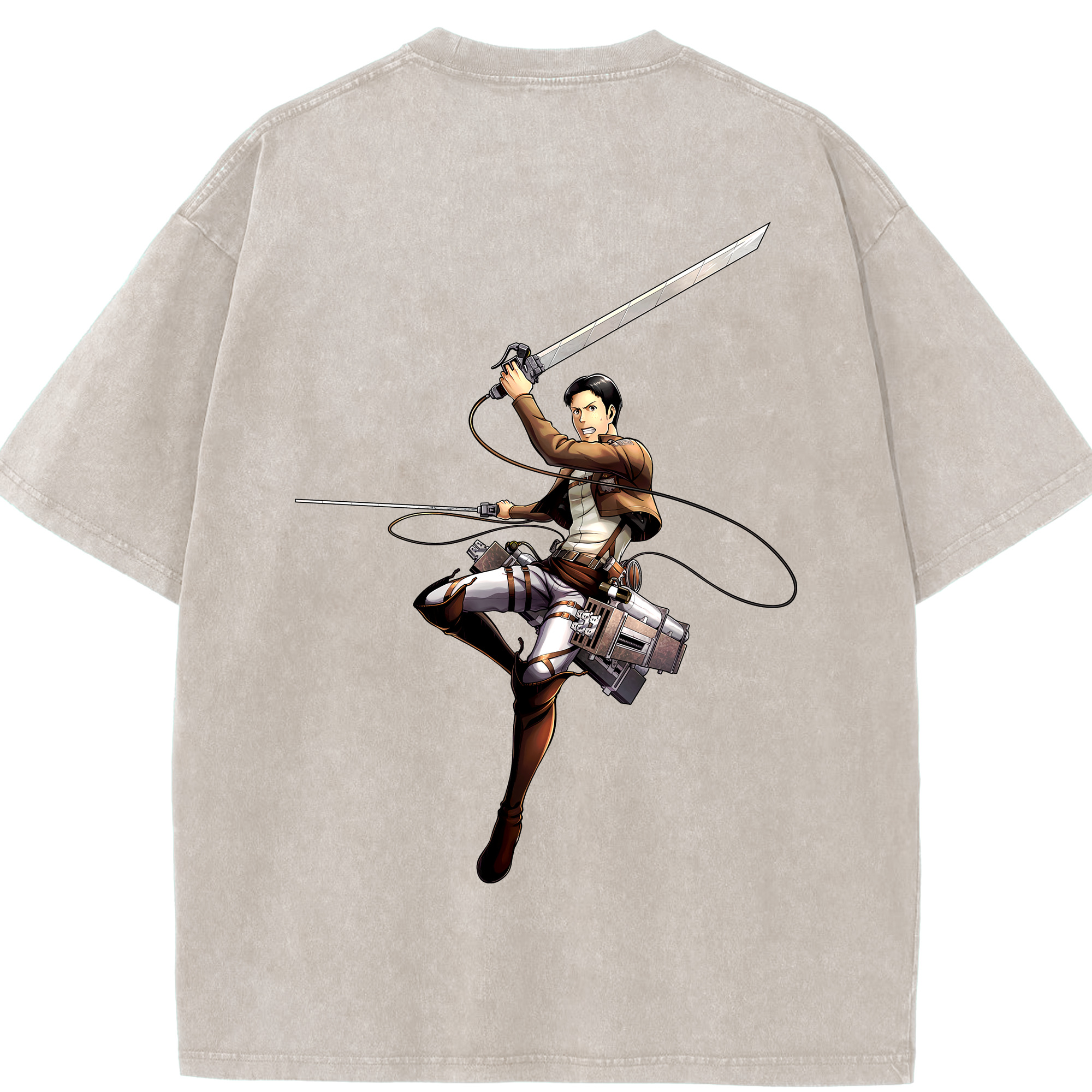 （画像用） 進撃の巨人 Attack on Titan 綿100% ヴィンテージ風 半袖Tシャツ（背面プリント）