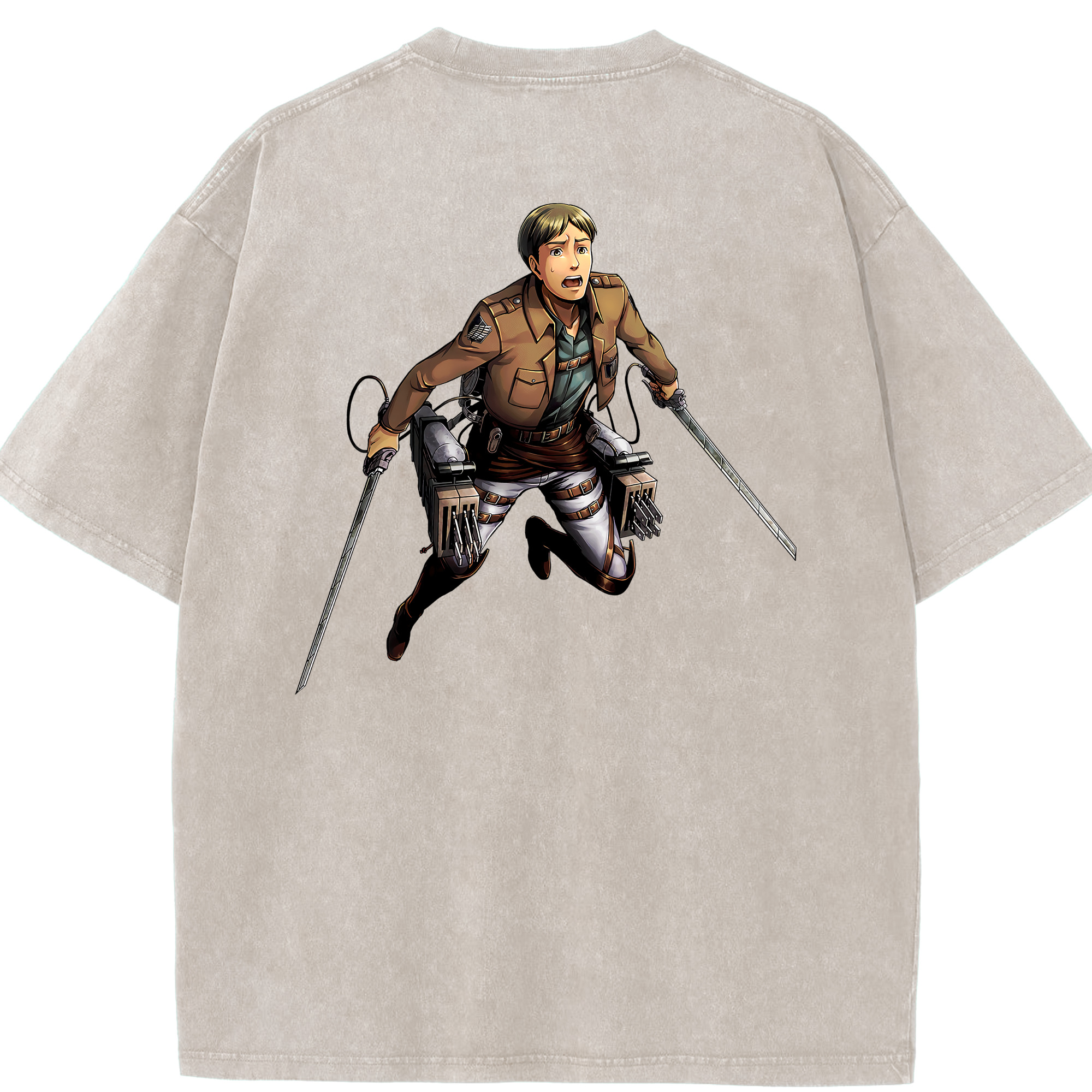 （画像用） 進撃の巨人 Attack on Titan 綿100% ヴィンテージ風 半袖Tシャツ（背面プリント）