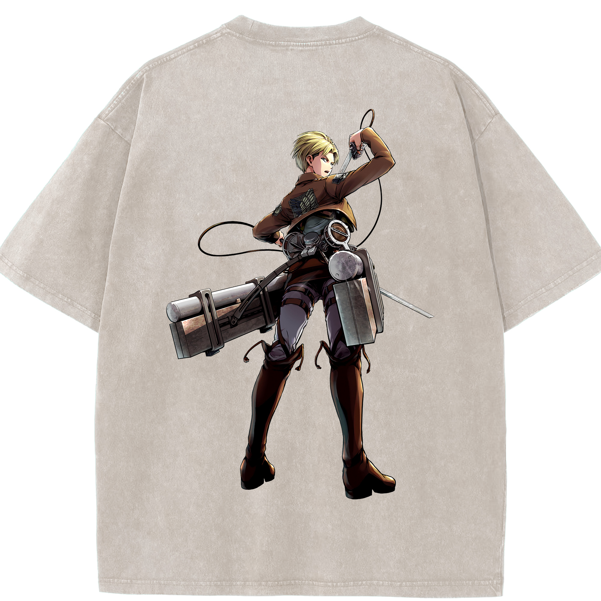 （画像用） 進撃の巨人 Attack on Titan 綿100% ヴィンテージ風 半袖Tシャツ（背面プリント）