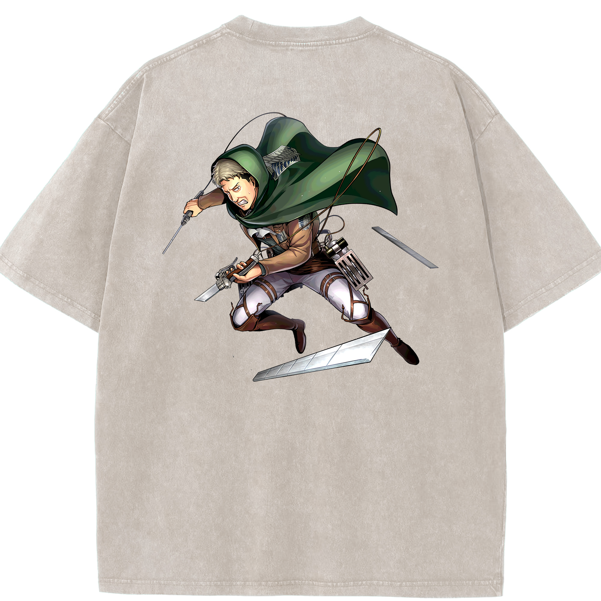 （画像用） 進撃の巨人 Attack on Titan 綿100% ヴィンテージ風 半袖Tシャツ（背面プリント）