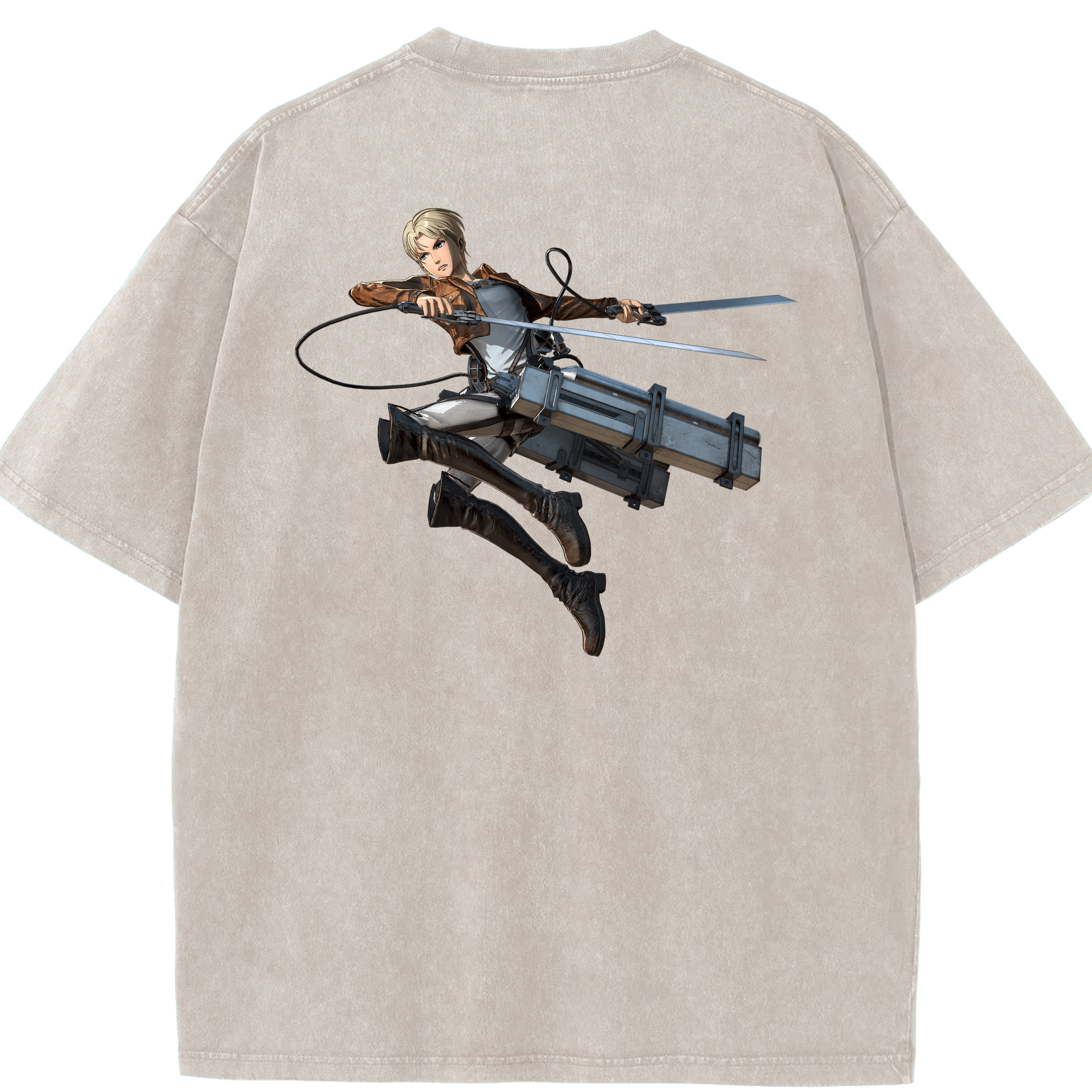 （画像用） 進撃の巨人 Attack on Titan 綿100% ヴィンテージ風 半袖Tシャツ（背面プリント）