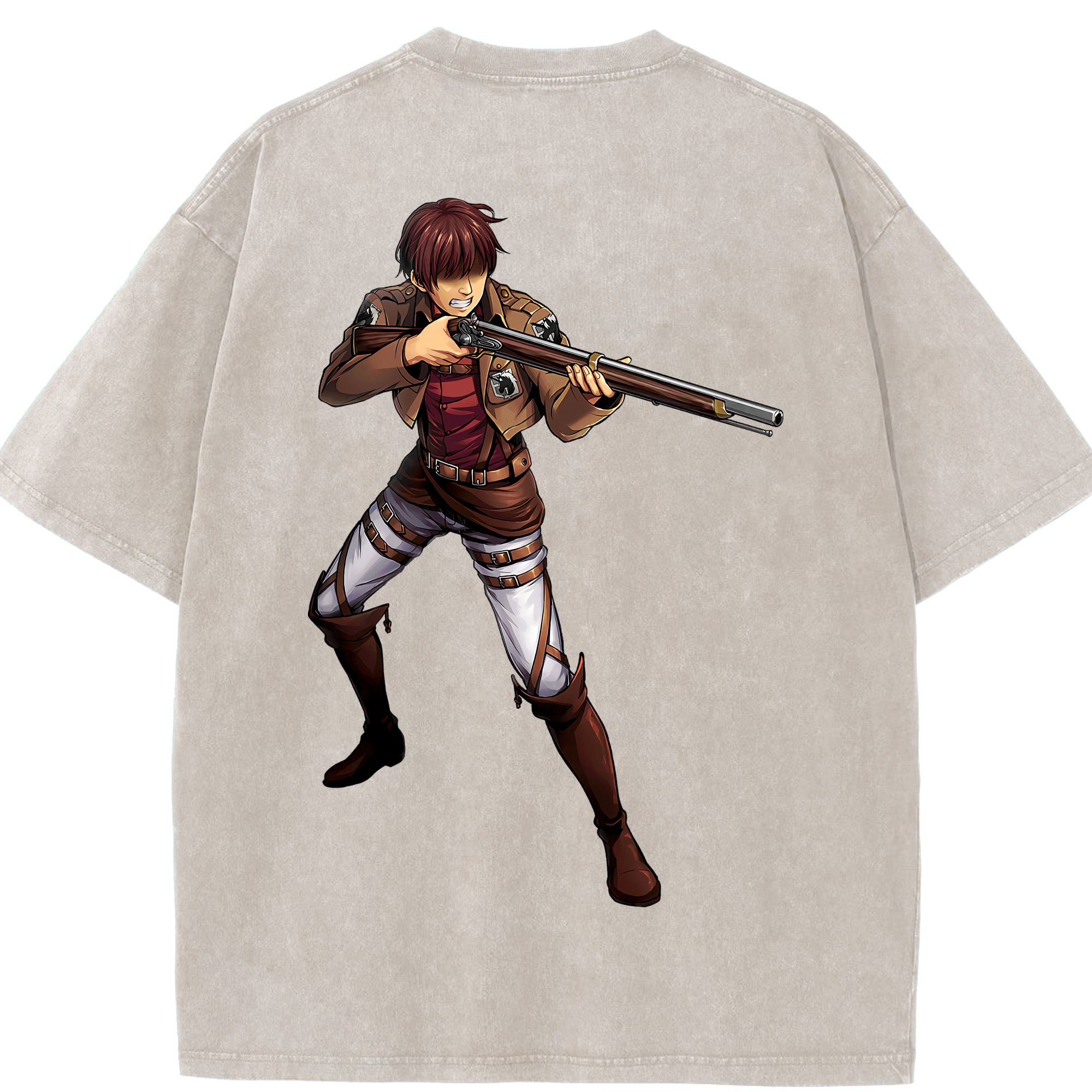 （画像用） 進撃の巨人 Attack on Titan 綿100% ヴィンテージ風 半袖Tシャツ（背面プリント）