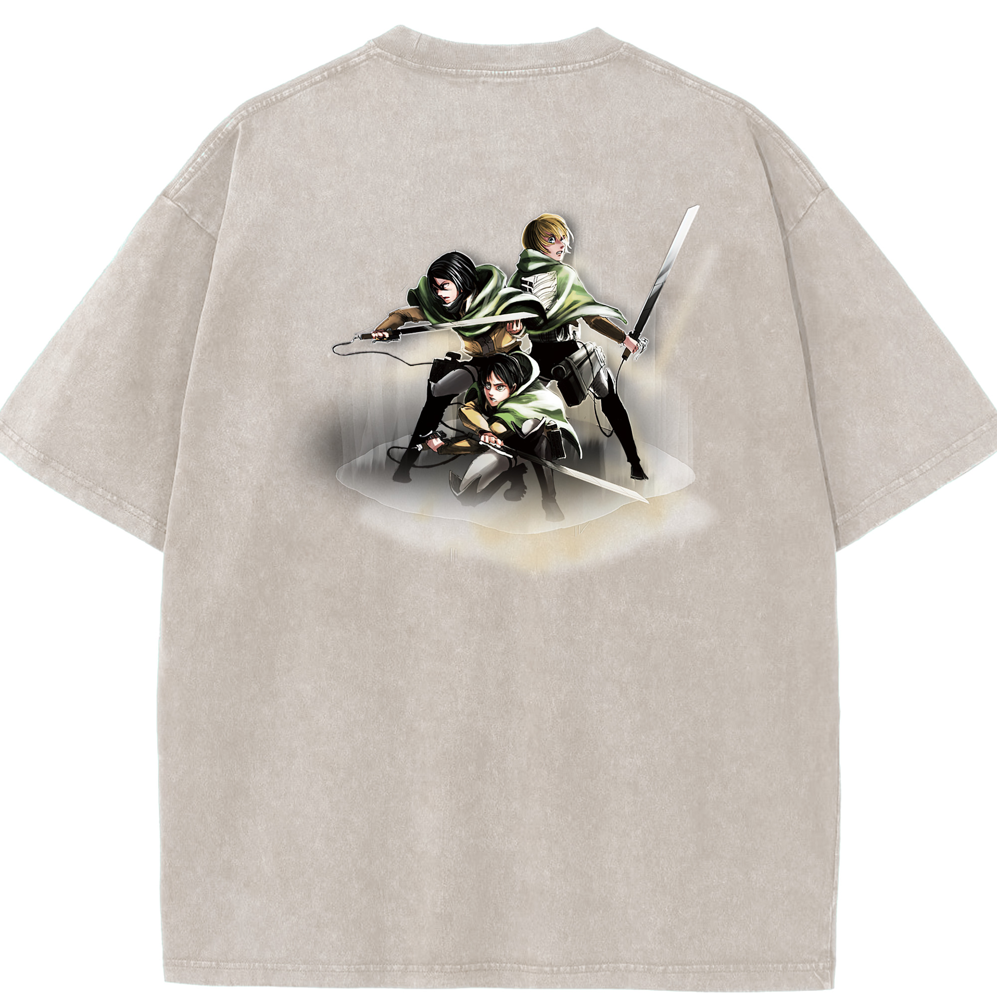 （画像用） 進撃の巨人 Attack on Titan 綿100% ヴィンテージ風 半袖Tシャツ（背面プリント）