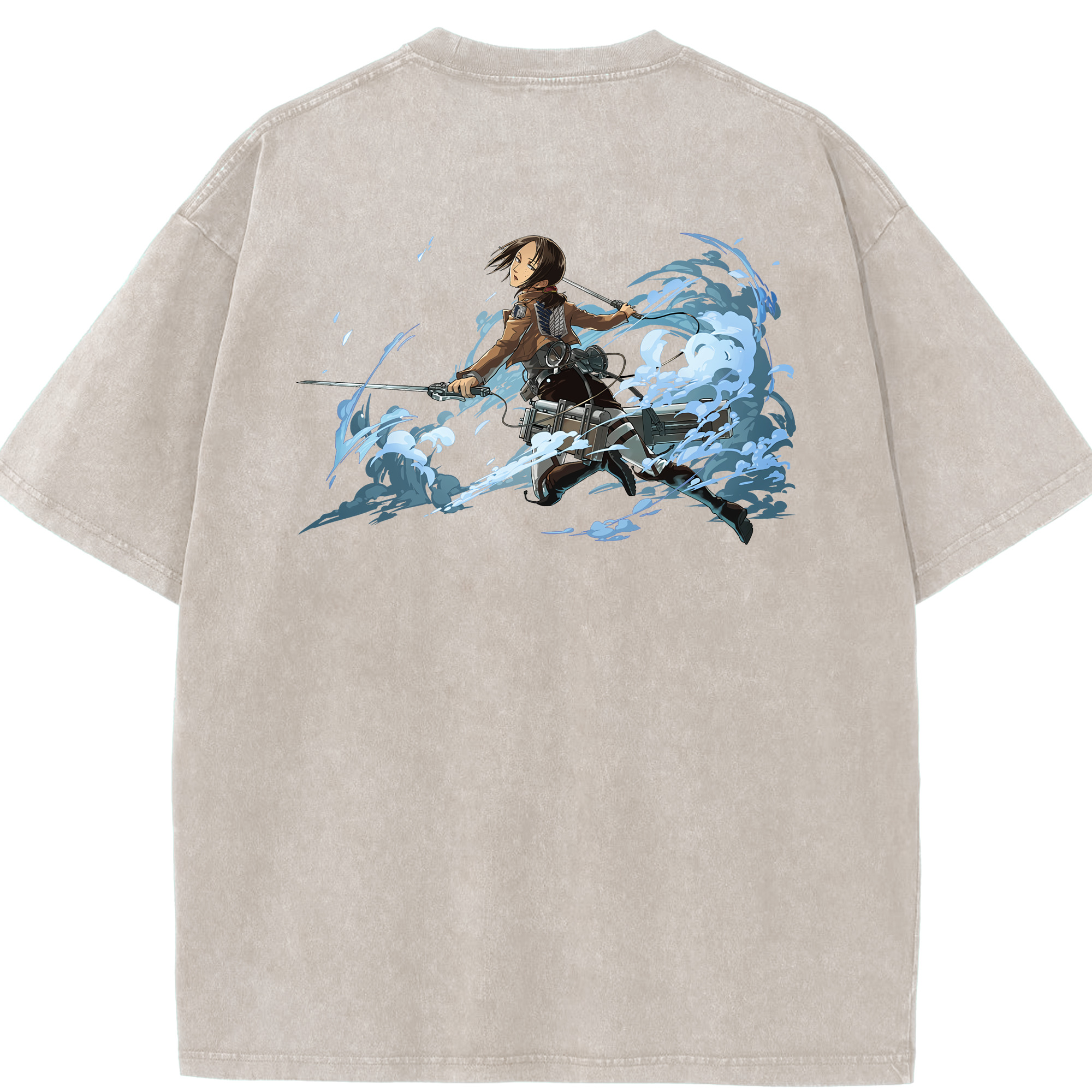 （画像用） 進撃の巨人 Attack on Titan 綿100% ヴィンテージ風 半袖Tシャツ（背面プリント）
