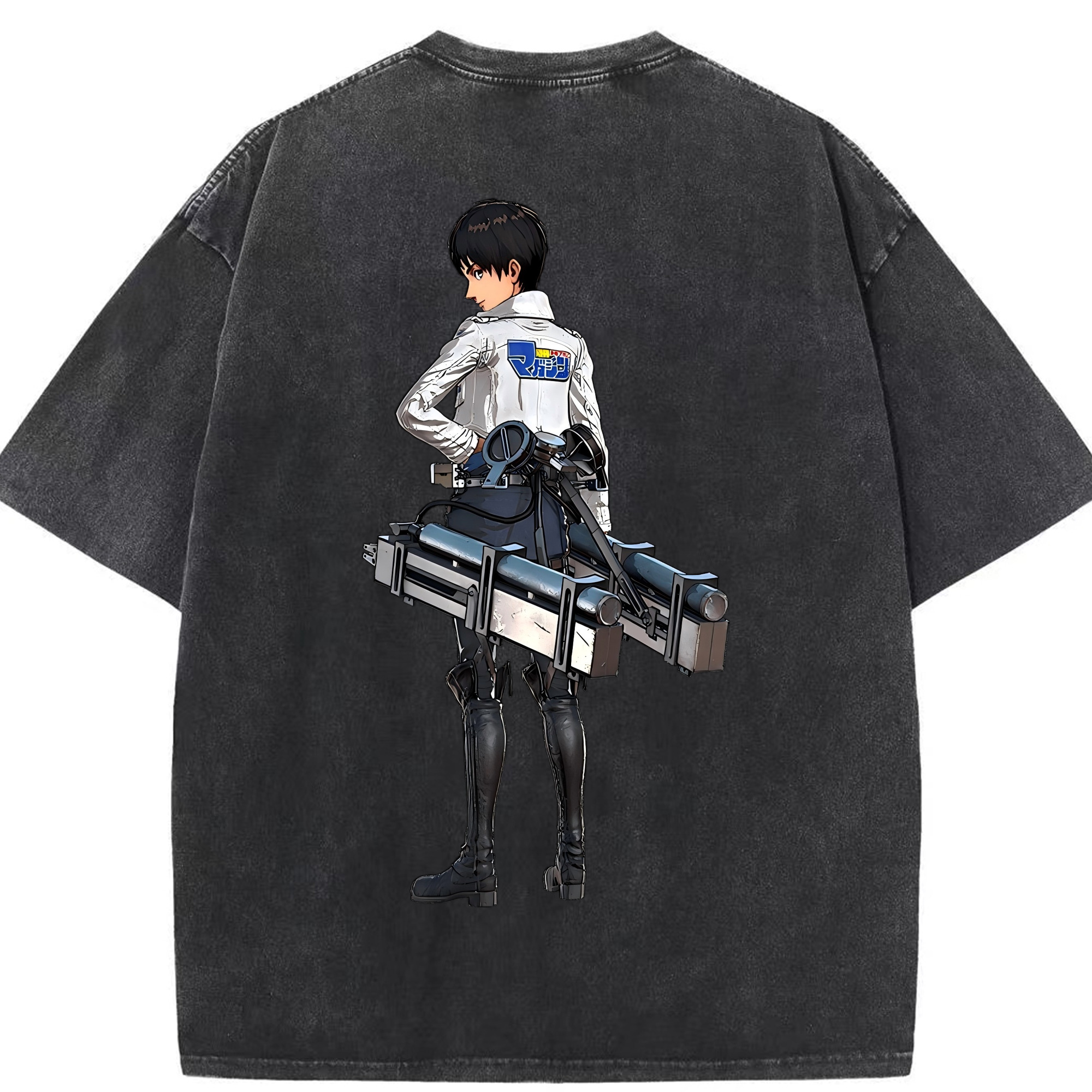 （画像用） 進撃の巨人 エレン･イェーガー Attack on Titan Eren Jäger 綿100% ヴィンテージ風 半袖Tシャツ（背面プリント）