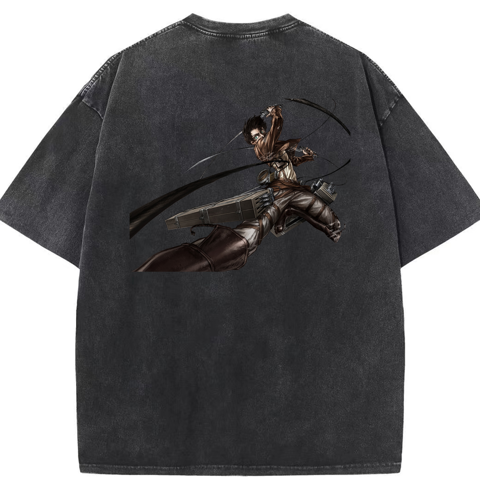 （画像用） 進撃の巨人 エレン･イェーガー Attack on Titan Eren Jäger 綿100% ヴィンテージ風 半袖Tシャツ（背面プリント）