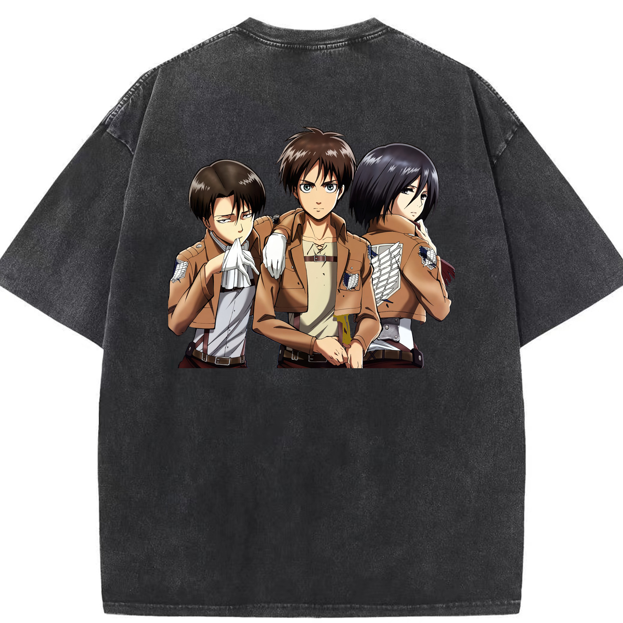 （画像用） 進撃の巨人 エレン･イェーガー Attack on Titan Eren Jäger 綿100% ヴィンテージ風 半袖Tシャツ（背面プリント）