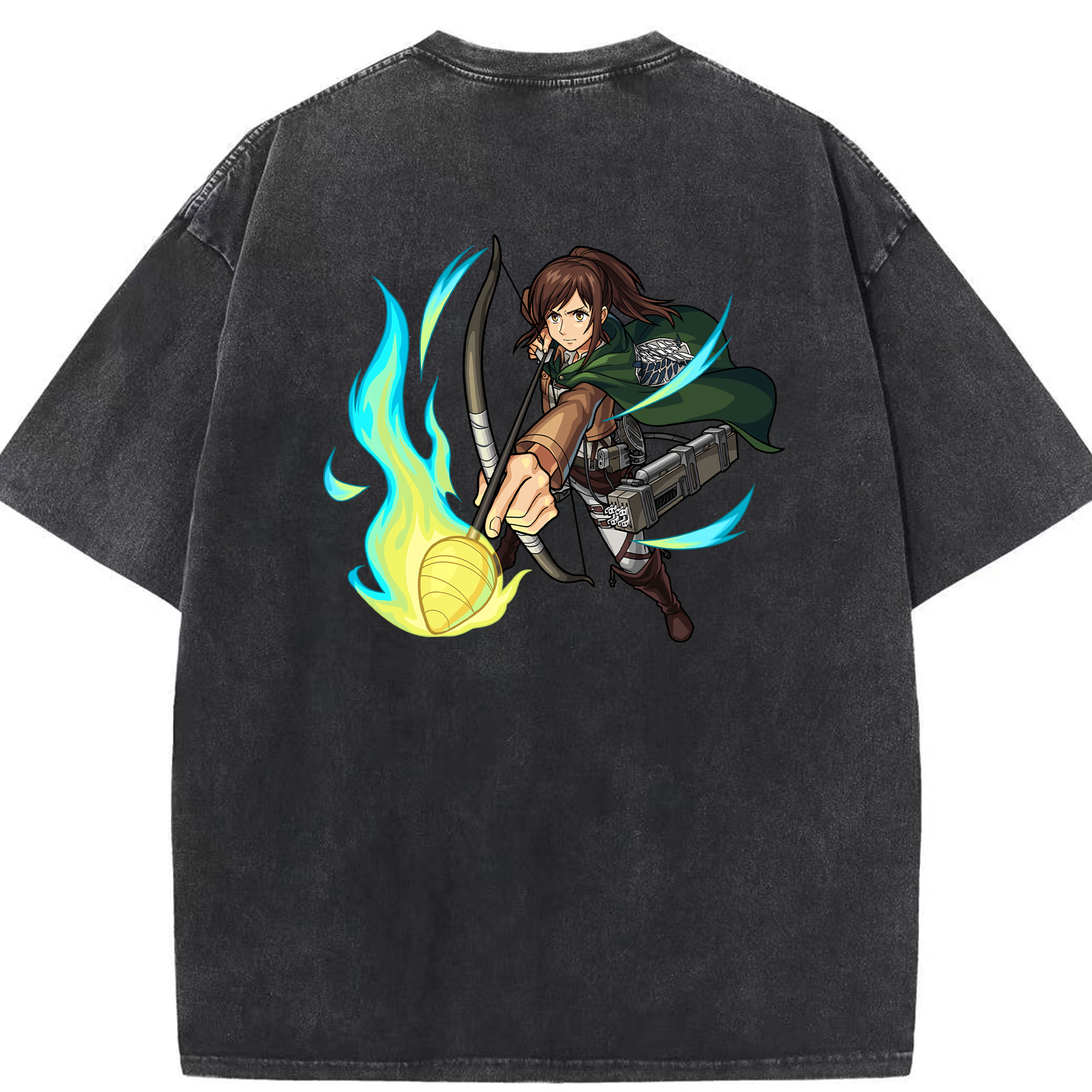 （画像用） 進撃の巨人 サシャ·ブラウス Attack on Titan Sasha Blaus 綿100% ヴィンテージ風 半袖Tシャツ（背面プリント）