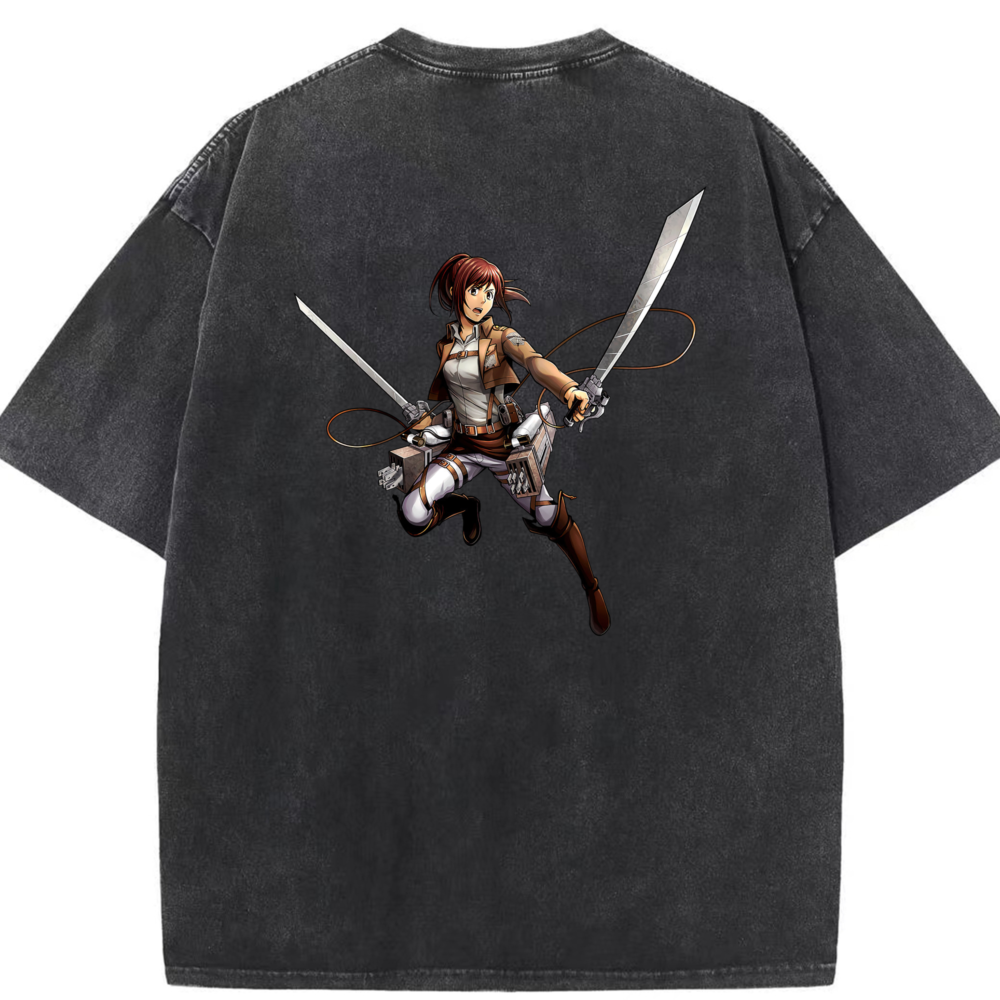 （画像用） 進撃の巨人 サシャ·ブラウス Attack on Titan Sasha Blaus 綿100% ヴィンテージ風 半袖Tシャツ（背面プリント）