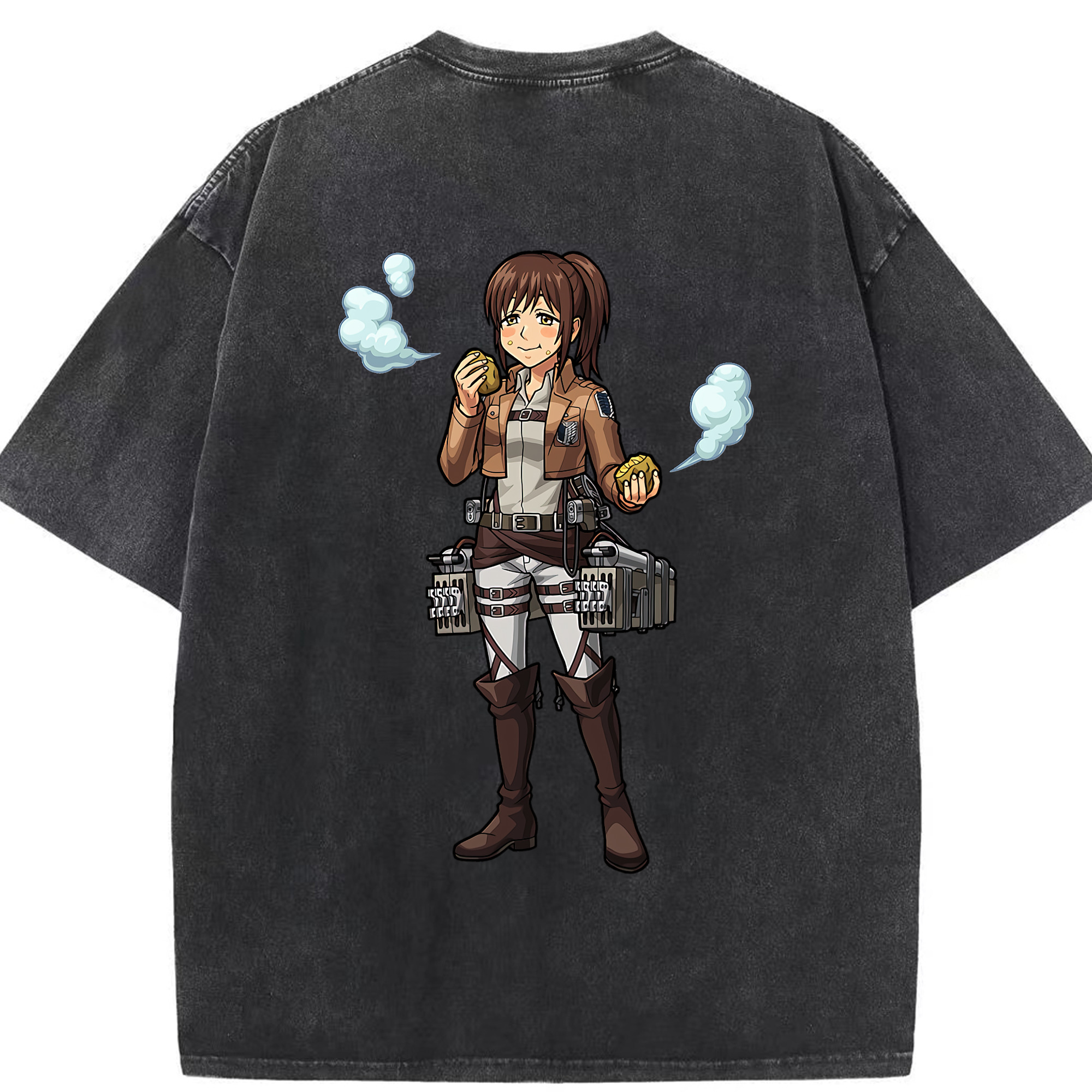 （画像用） 進撃の巨人 サシャ·ブラウス Attack on Titan Sasha Blaus 綿100% ヴィンテージ風 半袖Tシャツ（背面プリント）
