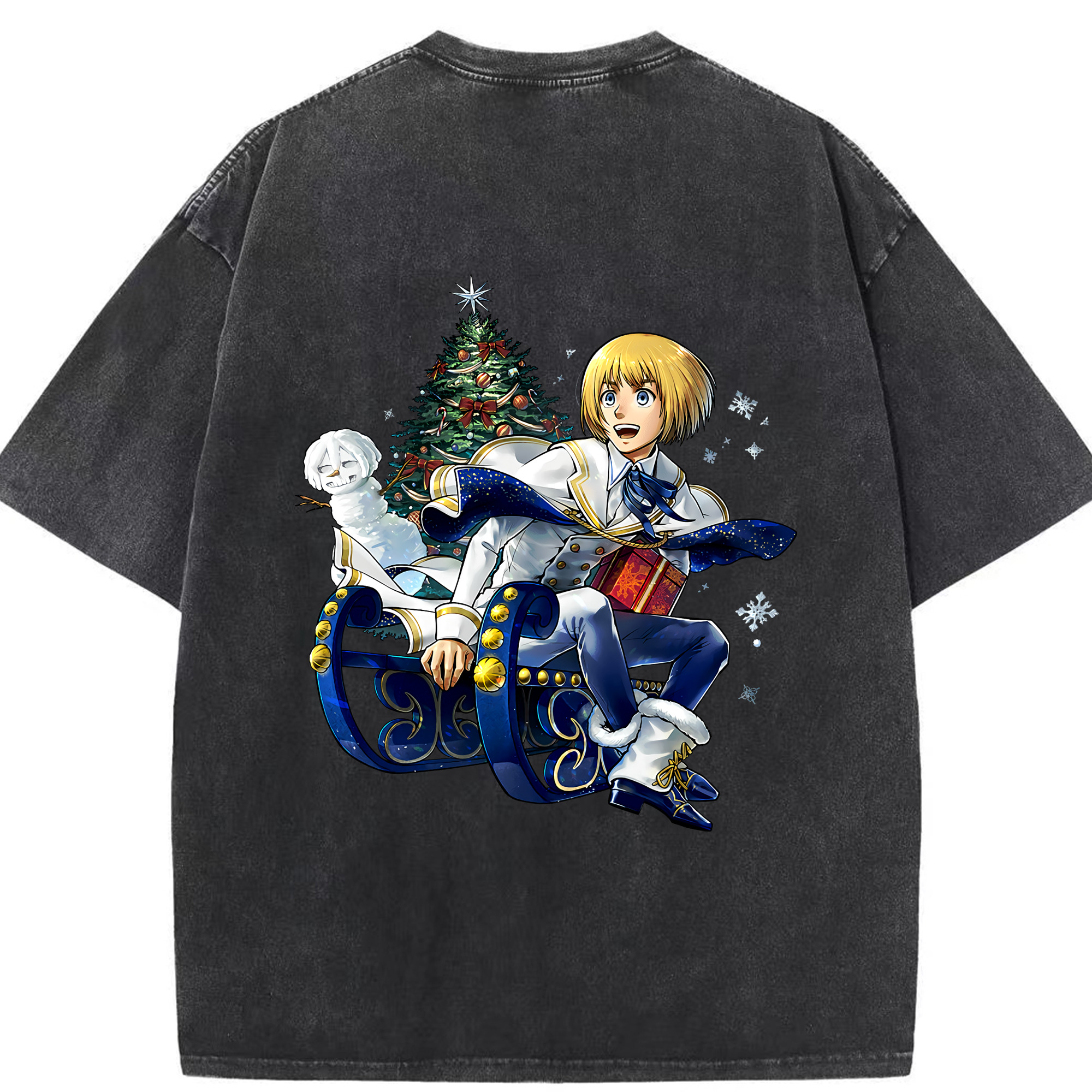 （画像用） 進撃の巨人 アルミン·アルレルト Attack on Titan Armin Arlert 綿100% ヴィンテージ風 半袖Tシャツ（背面プリント）