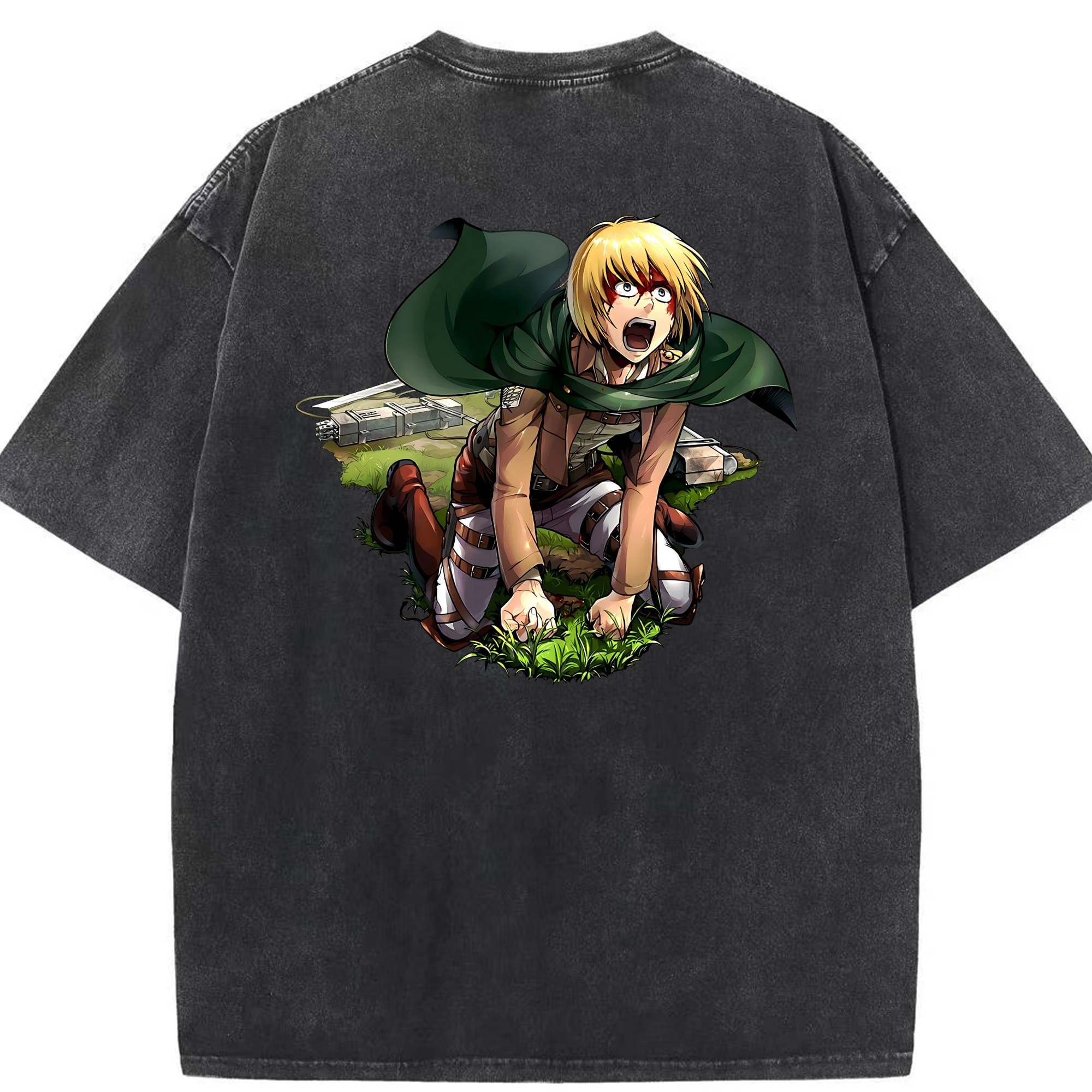 （画像用） 進撃の巨人 アルミン·アルレルト Attack on Titan Armin Arlert 綿100% ヴィンテージ風 半袖Tシャツ（背面プリント）