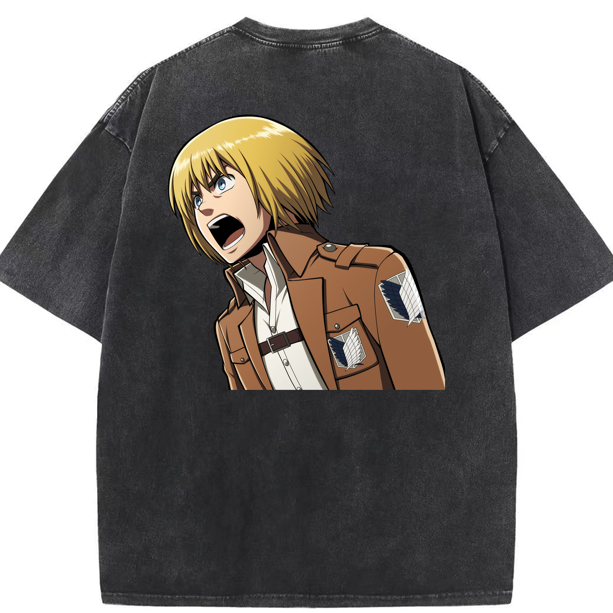 （画像用） 進撃の巨人 アルミン·アルレルト Attack on Titan Armin Arlert 綿100% ヴィンテージ風 半袖Tシャツ（背面プリント）