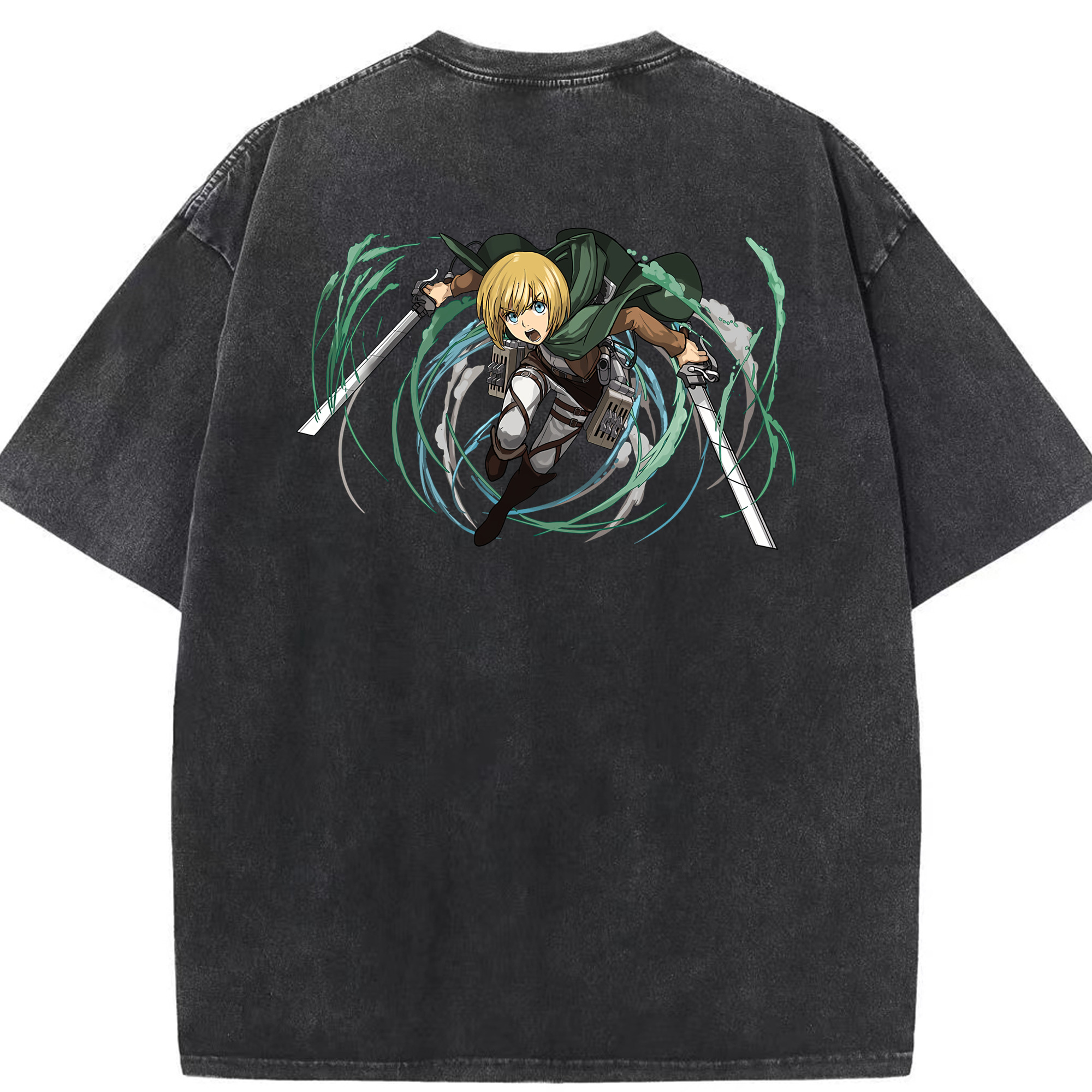 （画像用） 進撃の巨人 アルミン·アルレルト Attack on Titan Armin Arlert 綿100% ヴィンテージ風 半袖Tシャツ（背面プリント）