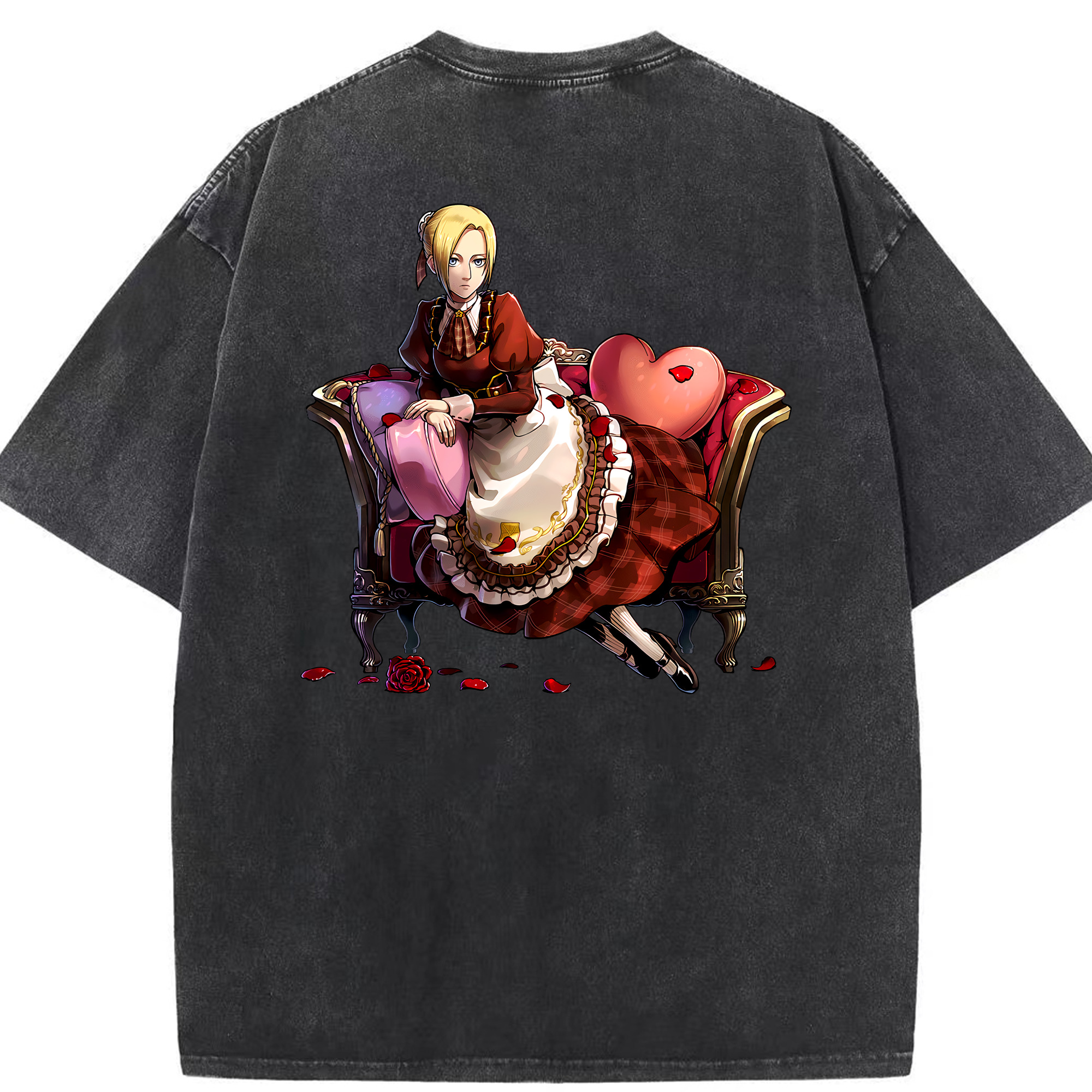 （画像用） 進撃の巨人 アニ・レオンハート Attack on Titan Annie Leonhart 綿100% ヴィンテージ風 半袖Tシャツ（背面プリント）