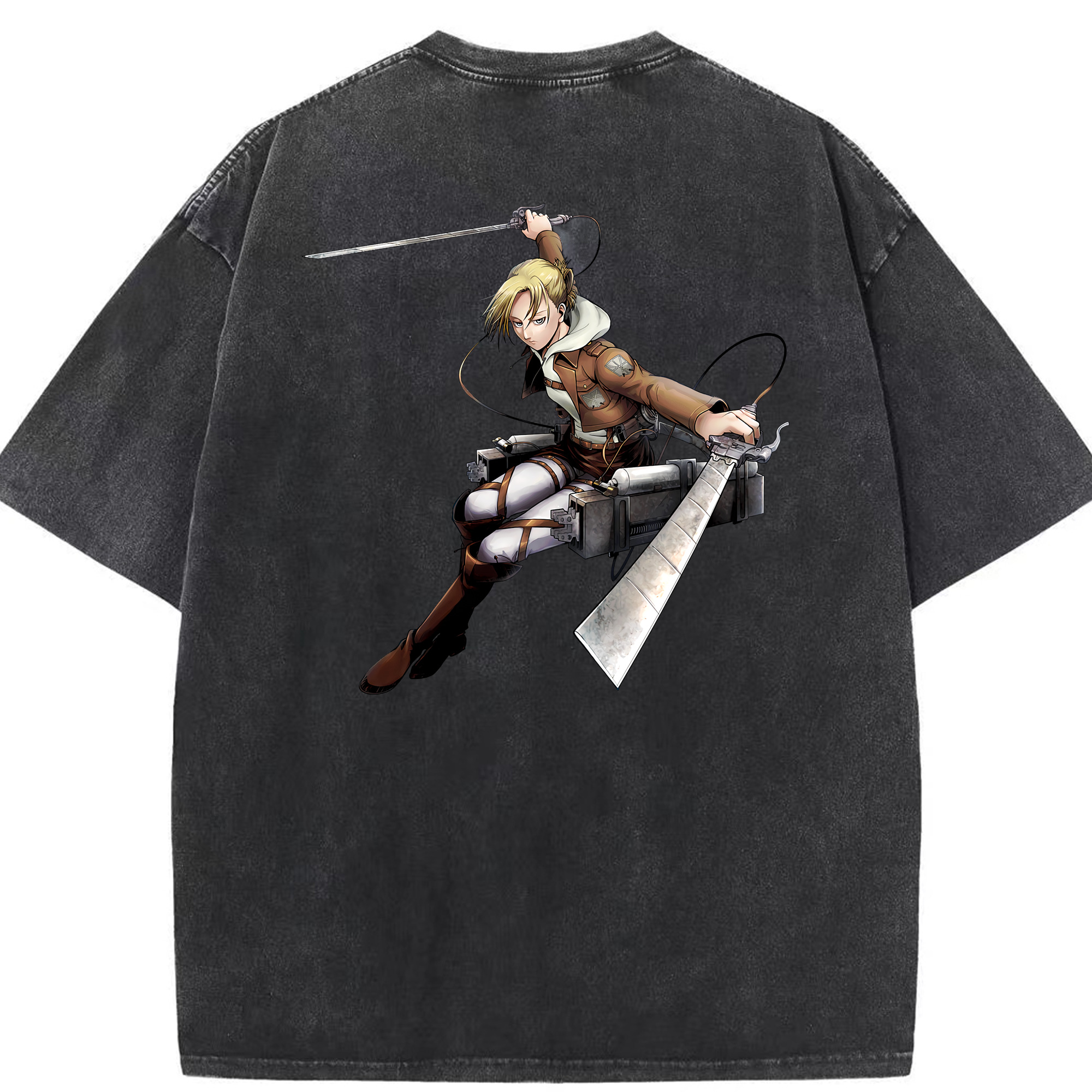 （画像用） 進撃の巨人 アニ・レオンハート Attack on Titan Annie Leonhart 綿100% ヴィンテージ風 半袖Tシャツ（背面プリント）