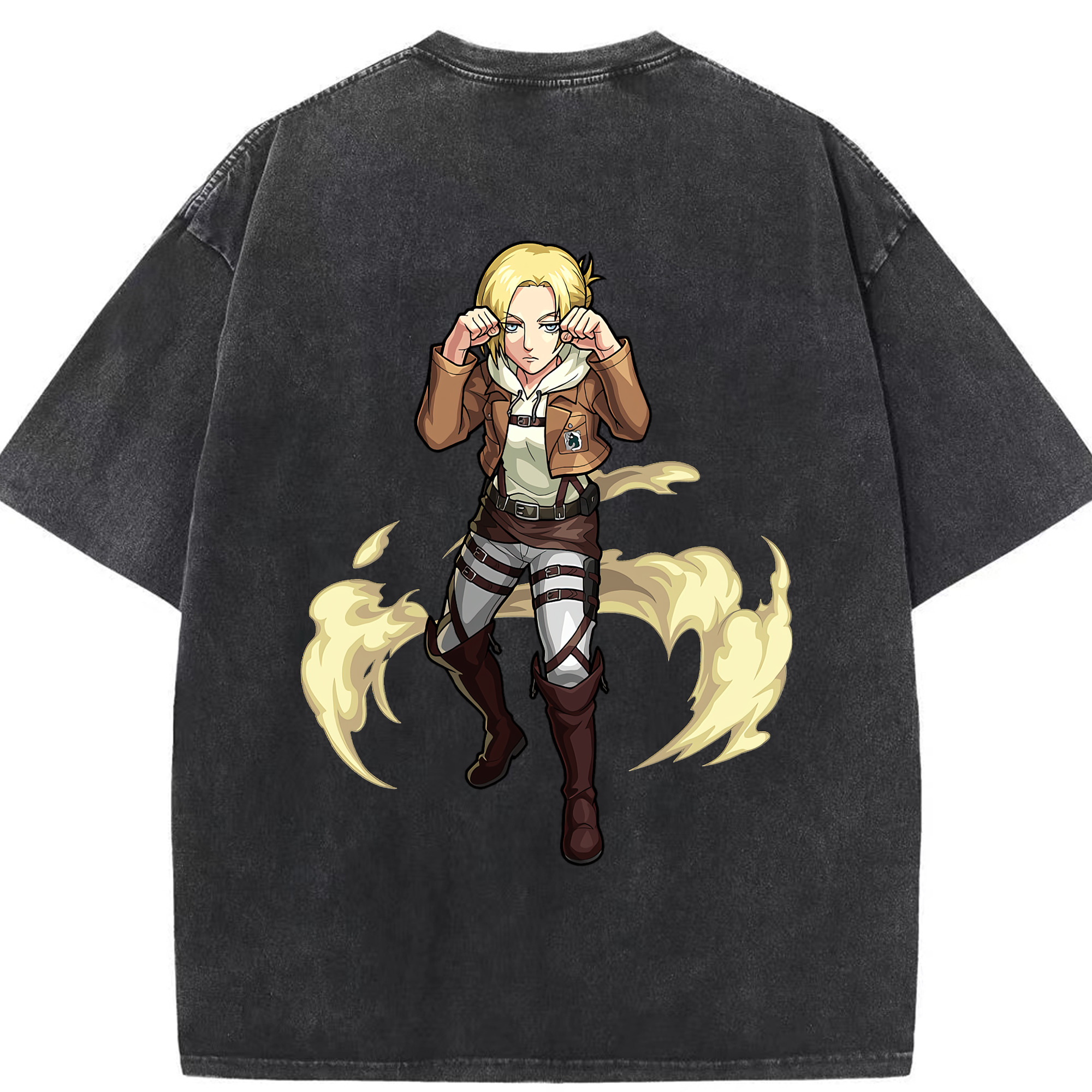 （画像用） 進撃の巨人 アニ・レオンハート Attack on Titan Annie Leonhart 綿100% ヴィンテージ風 半袖Tシャツ（背面プリント）