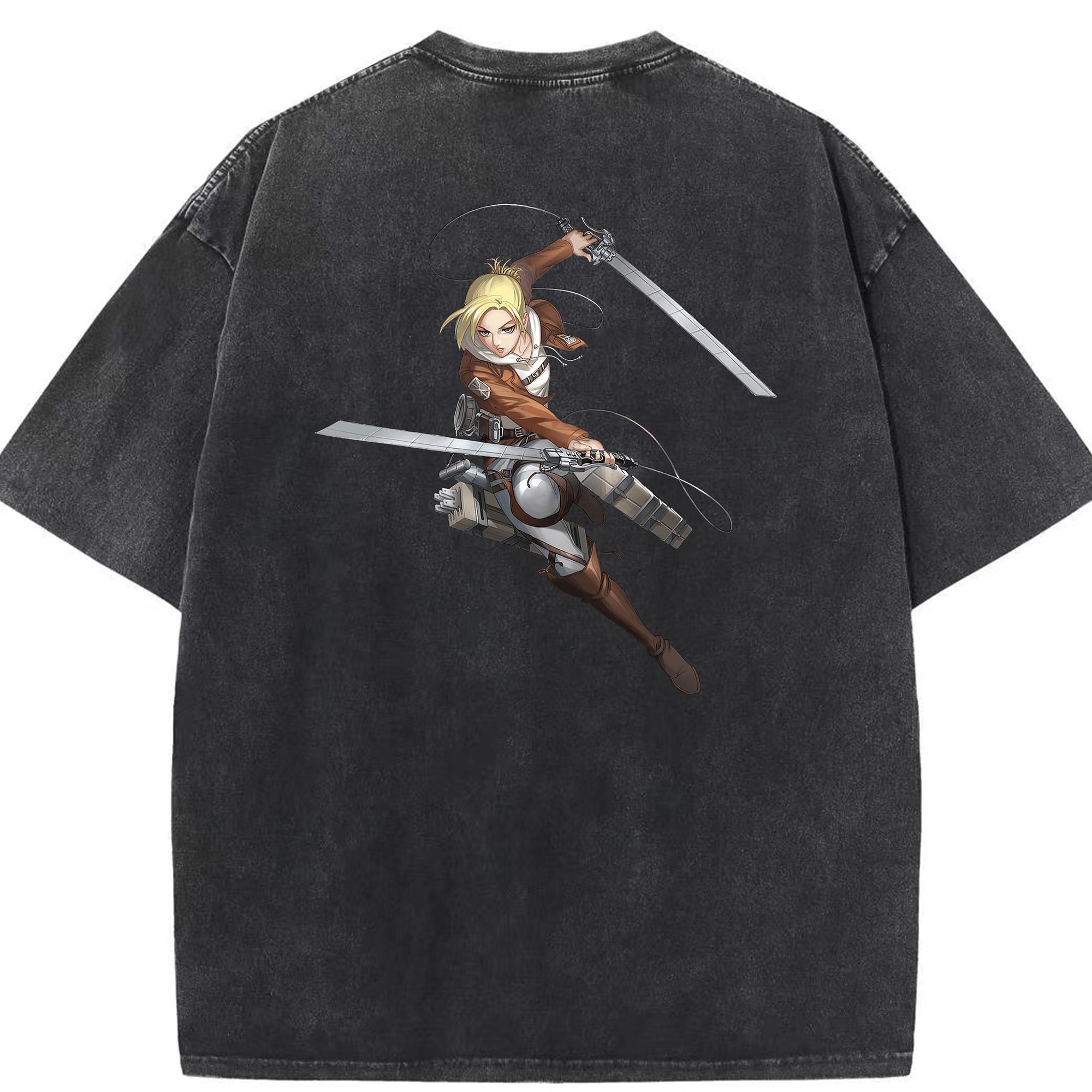 （画像用） 進撃の巨人 アニ・レオンハート Attack on Titan Annie Leonhart 綿100% ヴィンテージ風 半袖Tシャツ（背面プリント）