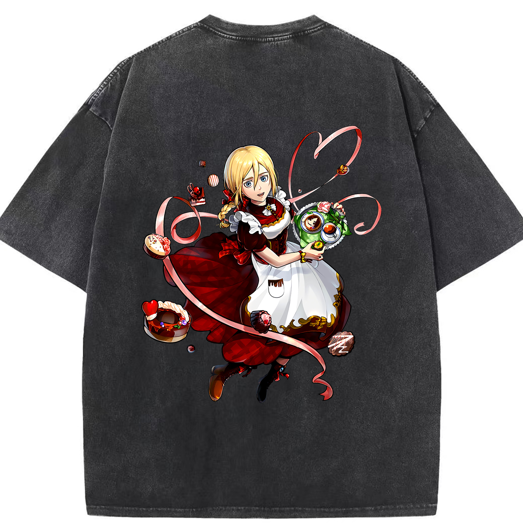 （画像用） 進撃の巨人 クリスタ·レンズ Attack on Titan Christa Lenz 綿100% ヴィンテージ風 半袖Tシャツ（背面プリント）