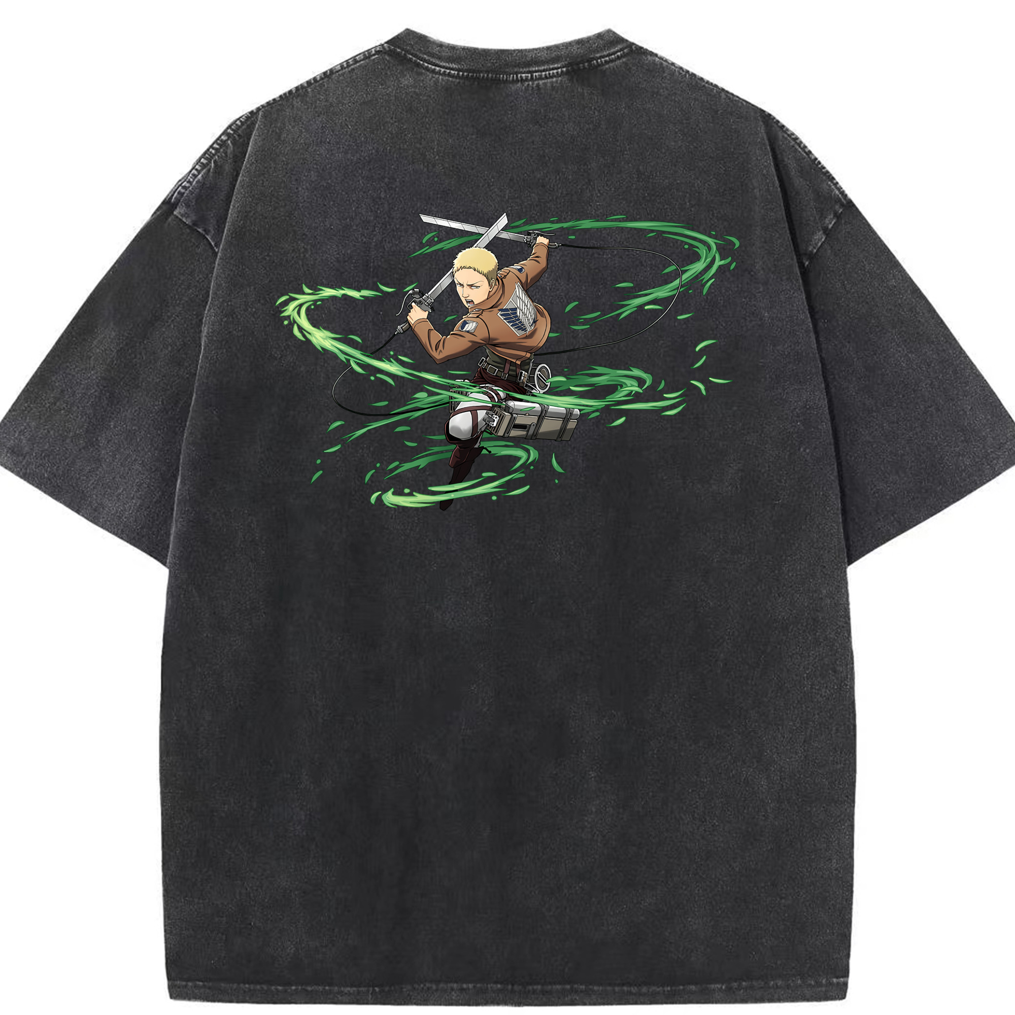 （画像用） 進撃の巨人 ライナー・ブラウン Attack on Titan Reiner Braun 綿100% ヴィンテージ風 半袖Tシャツ（背面プリント）