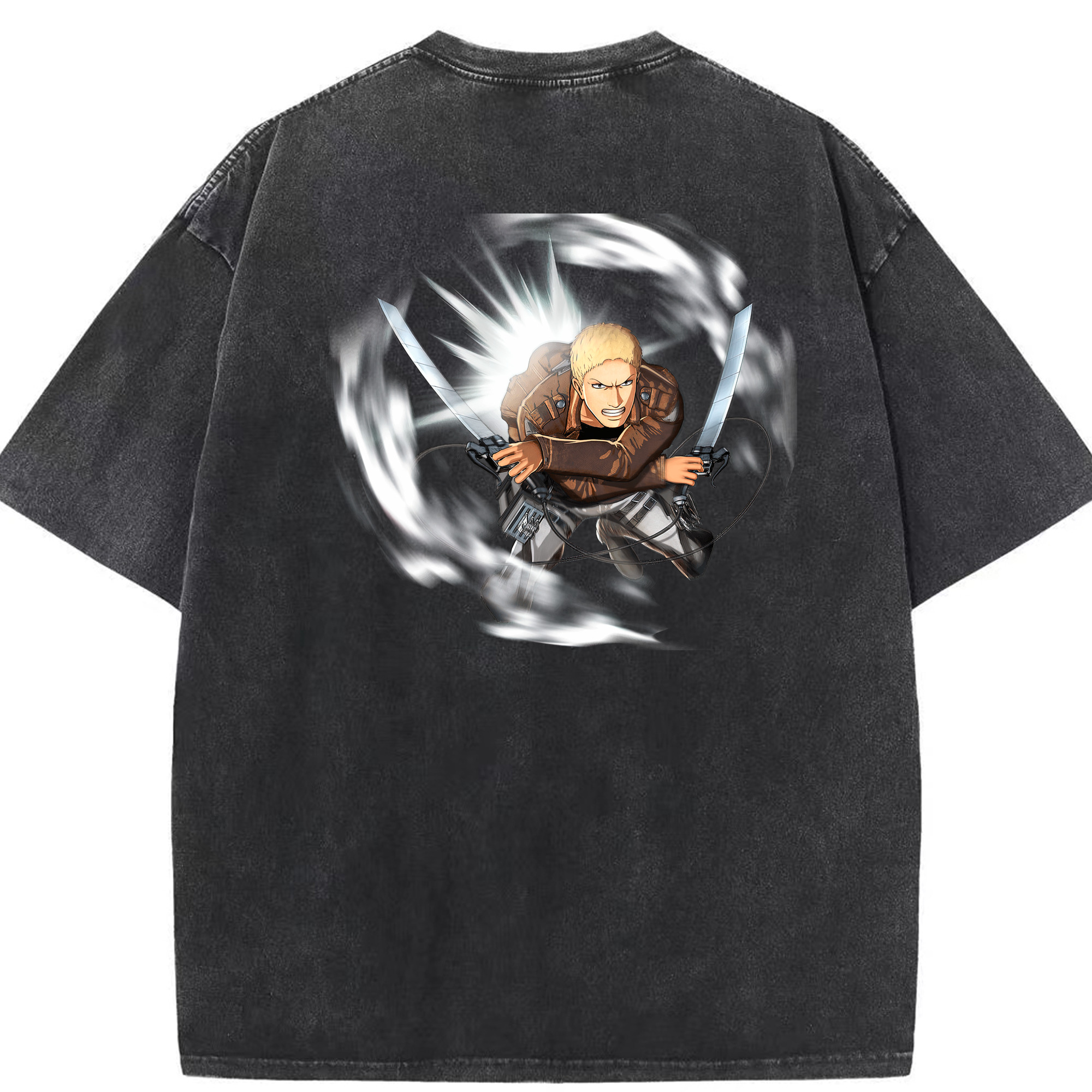 （画像用） 進撃の巨人 ライナー・ブラウン Attack on Titan Reiner Braun 綿100% ヴィンテージ風 半袖Tシャツ（背面プリント）
