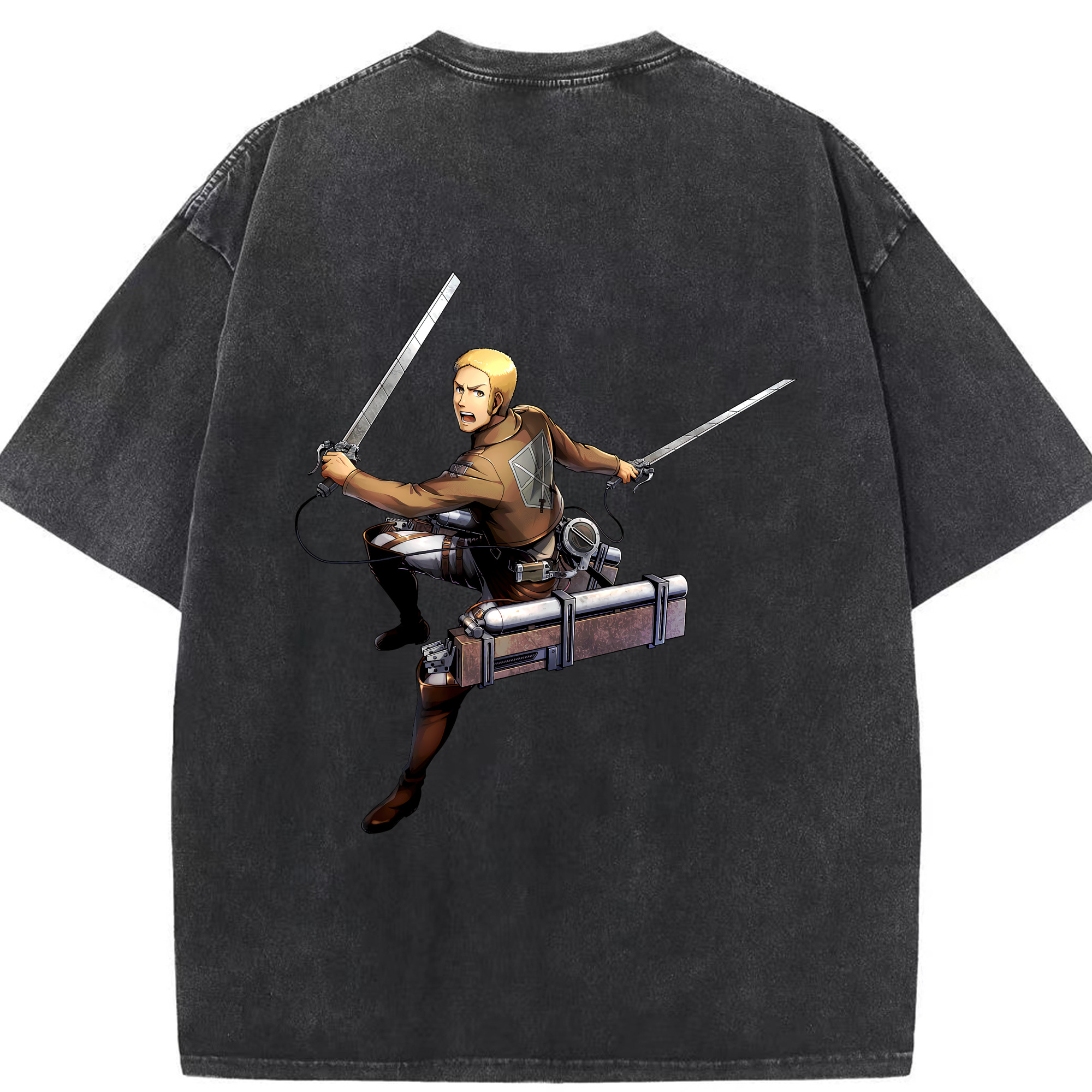 （画像用） 進撃の巨人 ライナー・ブラウン Attack on Titan Reiner Braun 綿100% ヴィンテージ風 半袖Tシャツ（背面プリント）