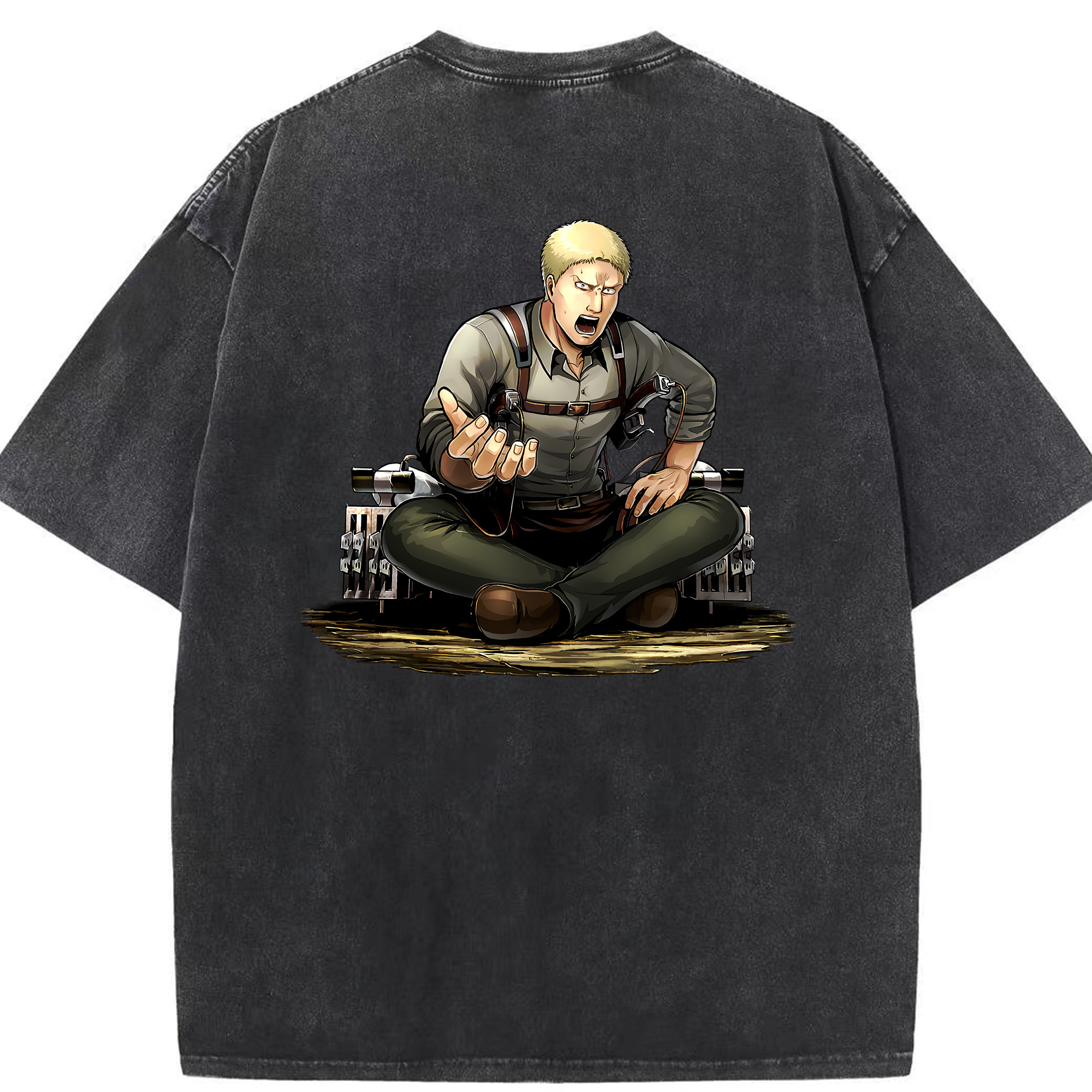 （画像用） 進撃の巨人 ライナー・ブラウン Attack on Titan Reiner Braun 綿100% ヴィンテージ風 半袖Tシャツ（背面プリント）