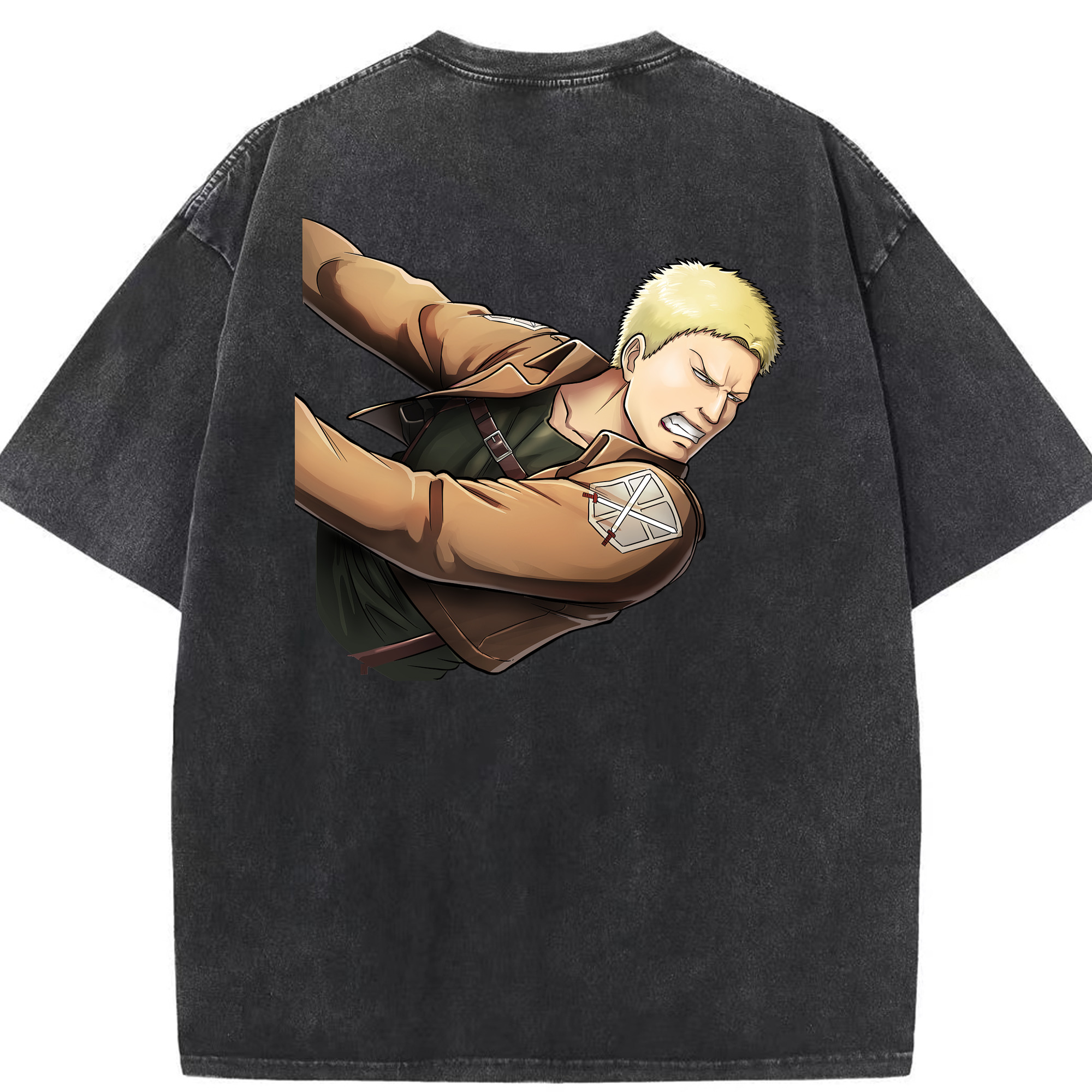 （画像用） 進撃の巨人 ライナー・ブラウン Attack on Titan Reiner Braun 綿100% ヴィンテージ風 半袖Tシャツ（背面プリント）