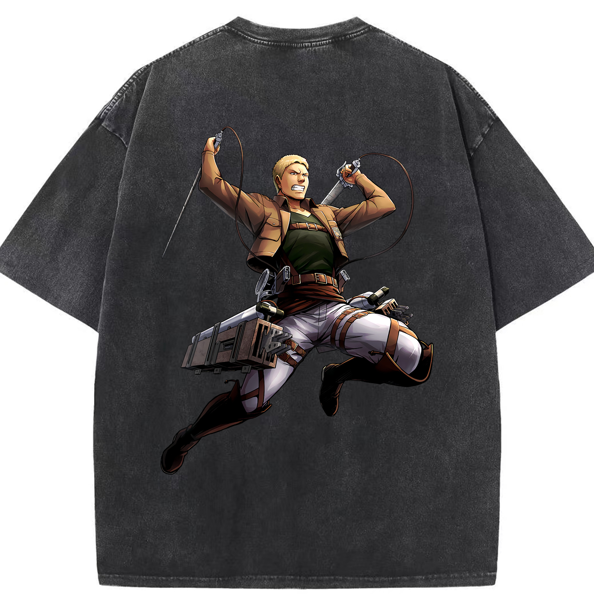 （画像用） 進撃の巨人 ライナー・ブラウン Attack on Titan Reiner Braun 綿100% ヴィンテージ風 半袖Tシャツ（背面プリント）
