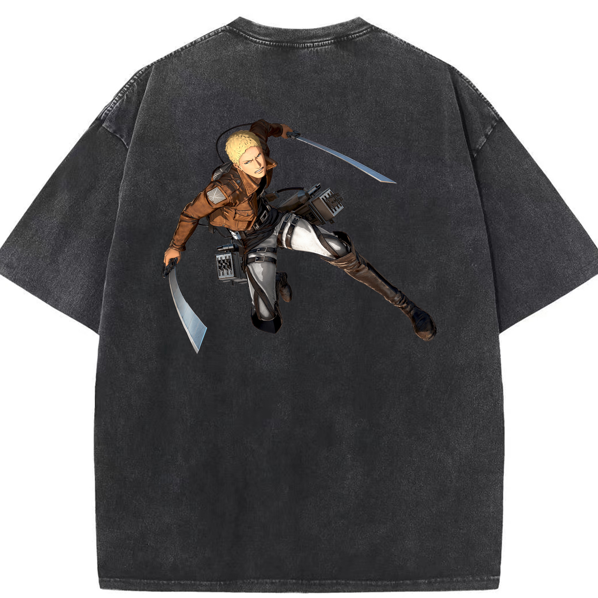 （画像用） 進撃の巨人 ライナー・ブラウン Attack on Titan Reiner Braun 綿100% ヴィンテージ風 半袖Tシャツ（背面プリント）