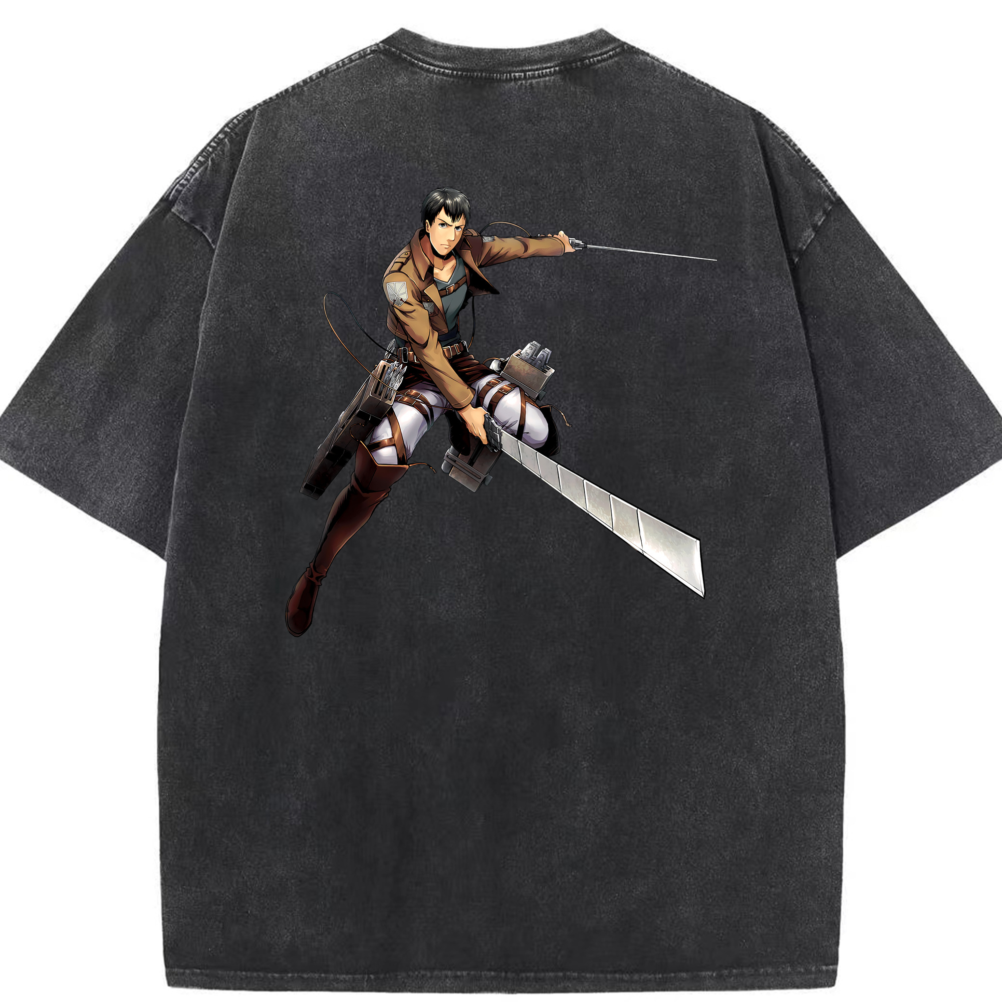 （画像用） 進撃の巨人 ベルトルト・フーバー Attack on Titan Bertholdt Hoover 綿100% ヴィンテージ風 半袖Tシャツ（背面プリント）