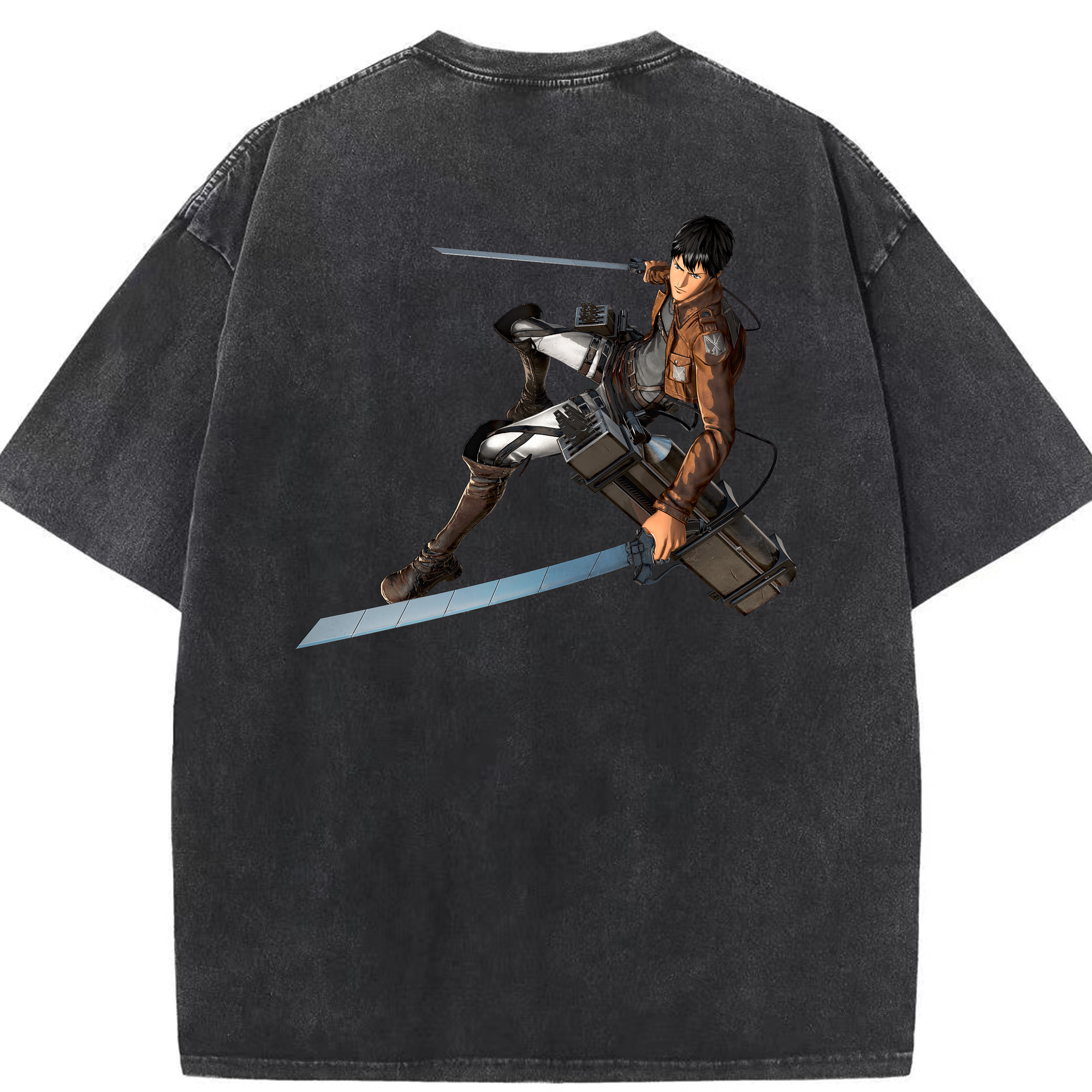 （画像用） 進撃の巨人 ベルトルト・フーバー Attack on Titan Bertholdt Hoover 綿100% ヴィンテージ風 半袖Tシャツ（背面プリント）