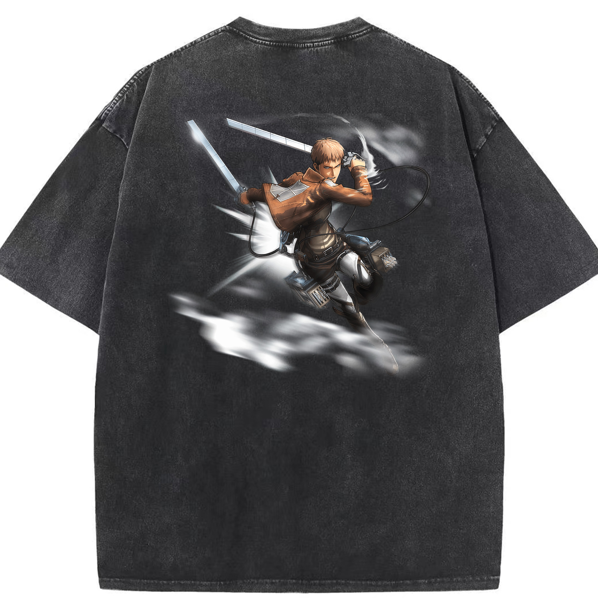 （画像用） 進撃の巨人 ジャン・キルシュタイン Attack on Titan Jean Kirstein 綿100% ヴィンテージ風 半袖Tシャツ（背面プリント）