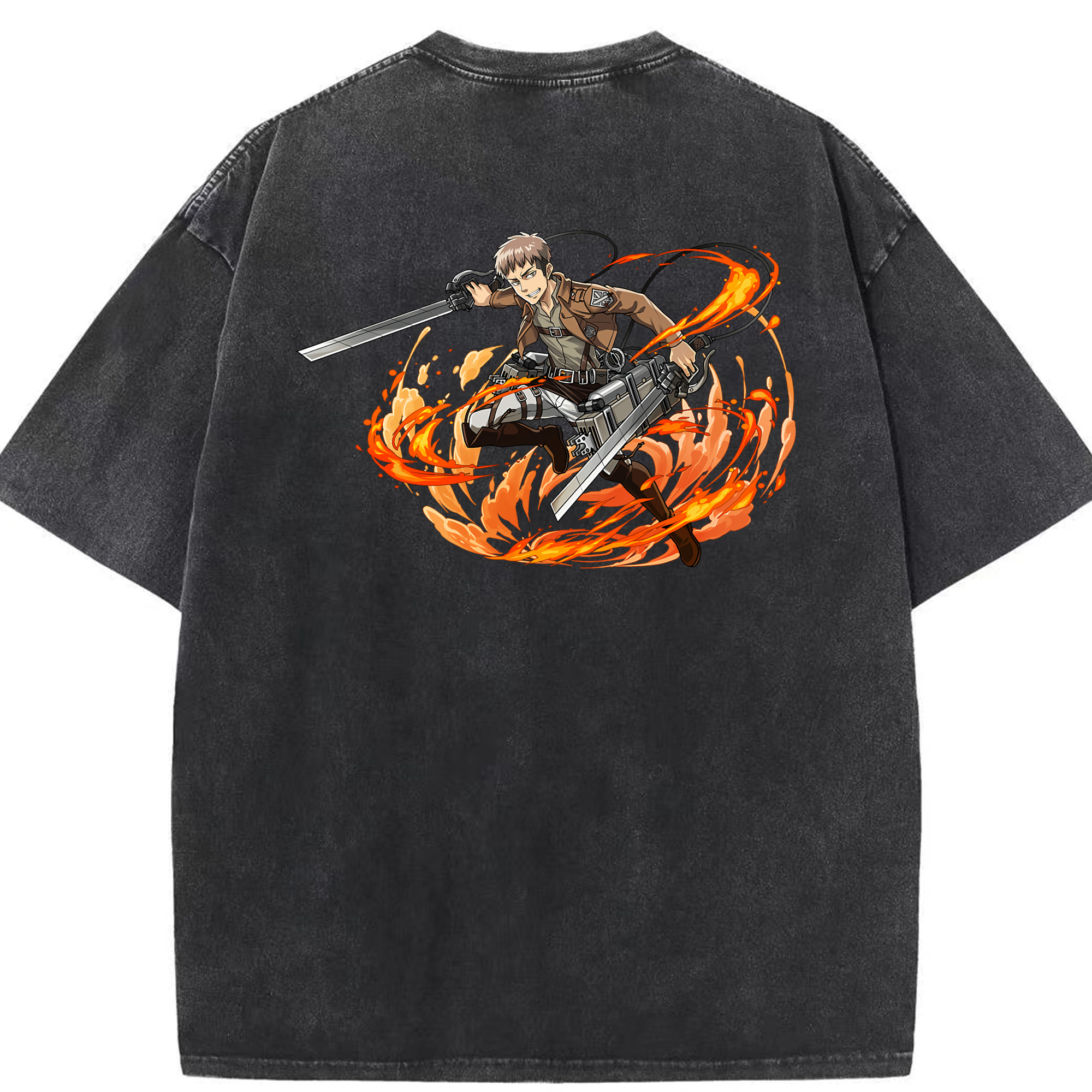 （画像用） 進撃の巨人 ジャン・キルシュタイン Attack on Titan Jean Kirstein 綿100% ヴィンテージ風 半袖Tシャツ（背面プリント）