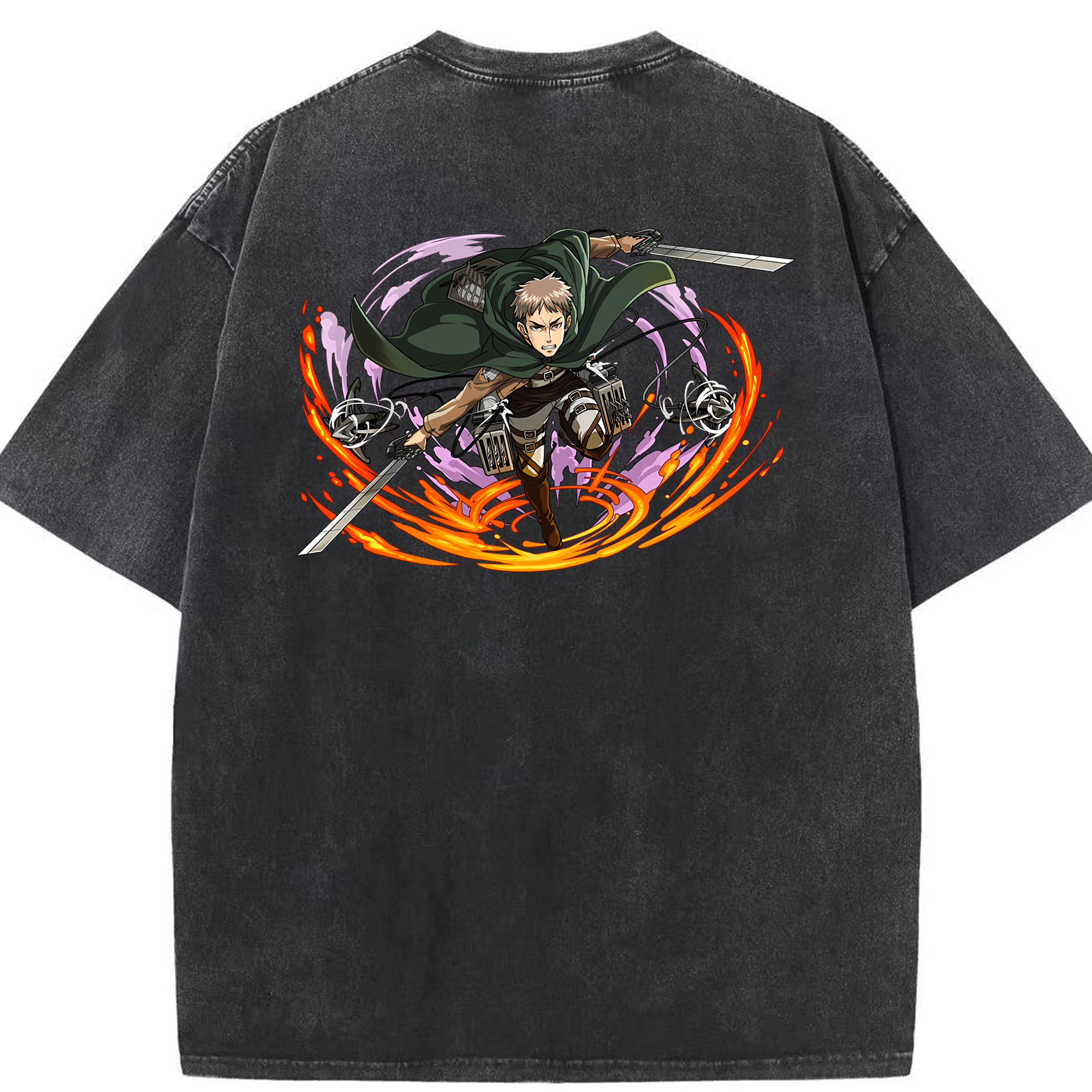 （画像用） 進撃の巨人 ジャン・キルシュタイン Attack on Titan Jean Kirstein 綿100% ヴィンテージ風 半袖Tシャツ（背面プリント）