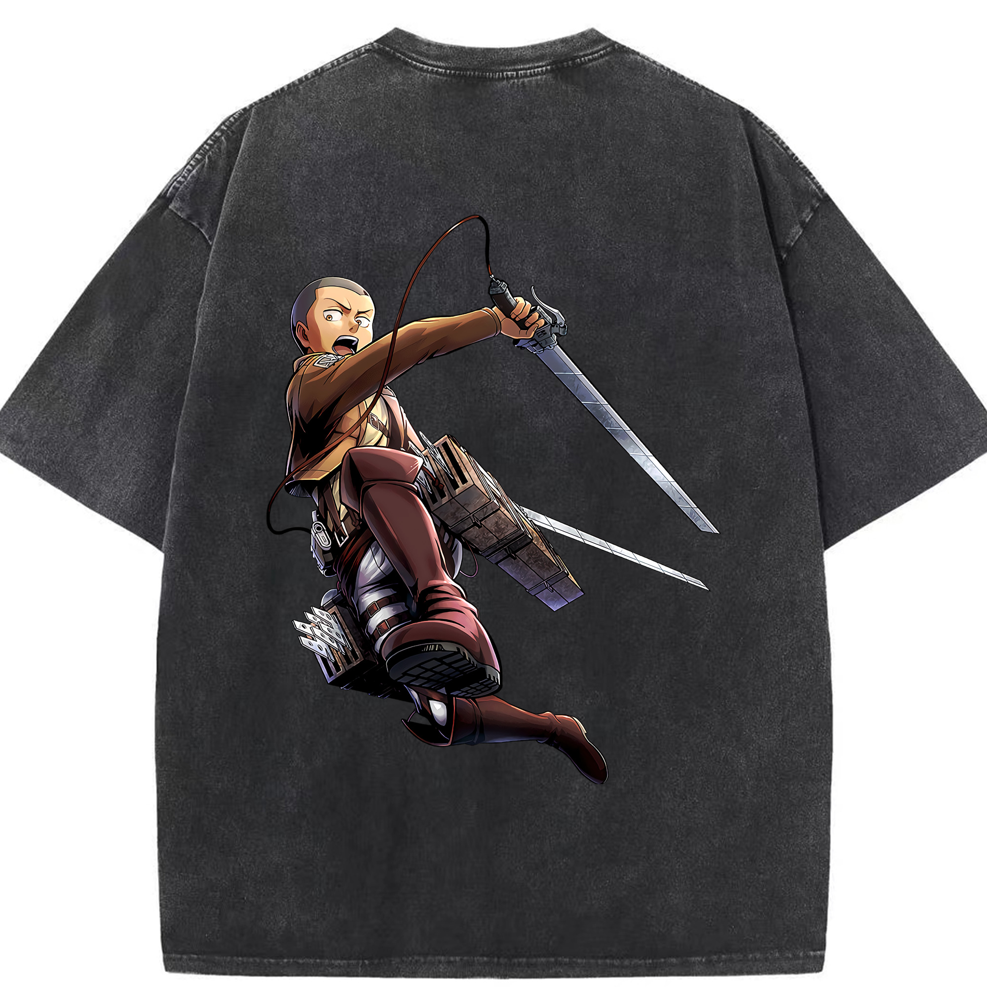 （画像用） 進撃の巨人 コニー·スプリンガー Attack on Titan Connie Springer 綿100% ヴィンテージ風 半袖Tシャツ（背面プリント）