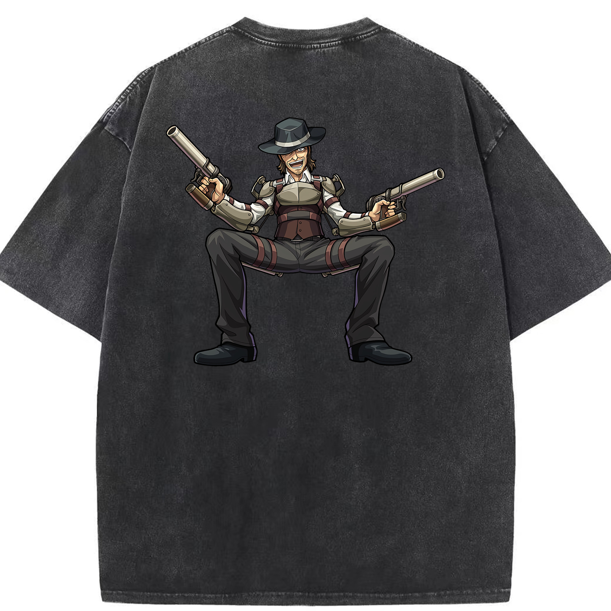 （画像用） 進撃の巨人 ケニー·アッカーマン Attack on Titan Kenny Ackerman 綿100% ヴィンテージ風 半袖Tシャツ（背面プリント）