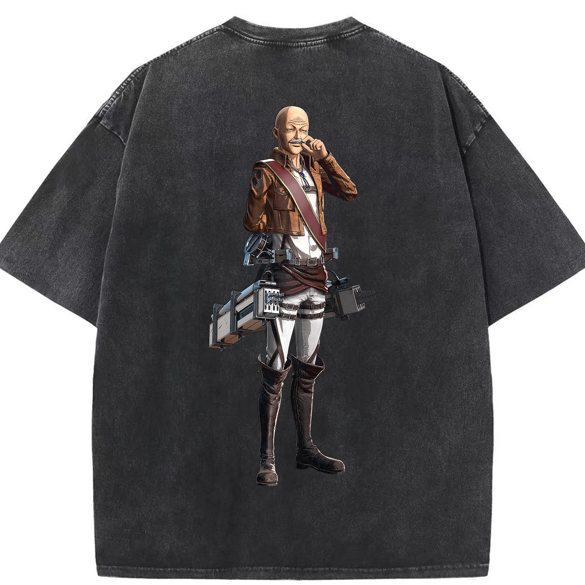 （画像用） 進撃の巨人 ドット·ピクシス Attack on Titan Dot Pixis 綿100% ヴィンテージ風 半袖Tシャツ（背面プリント）