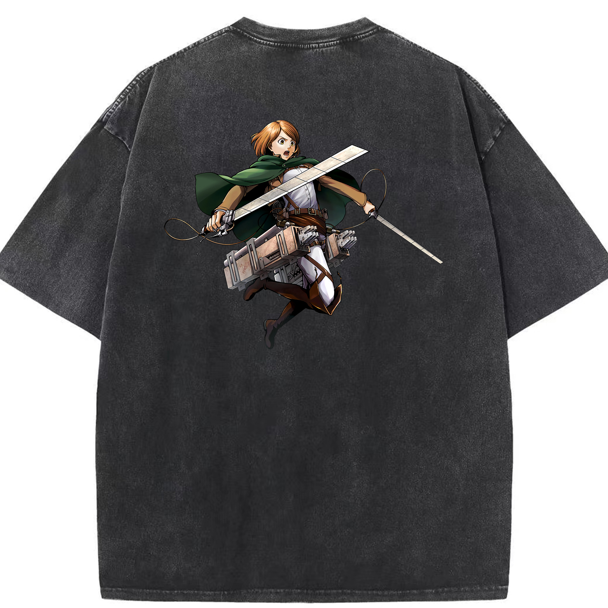 （画像用） 進撃の巨人 ペトラ·ラル Attack on Titan Petra Rall 綿100% ヴィンテージ風 半袖Tシャツ（背面プリント）