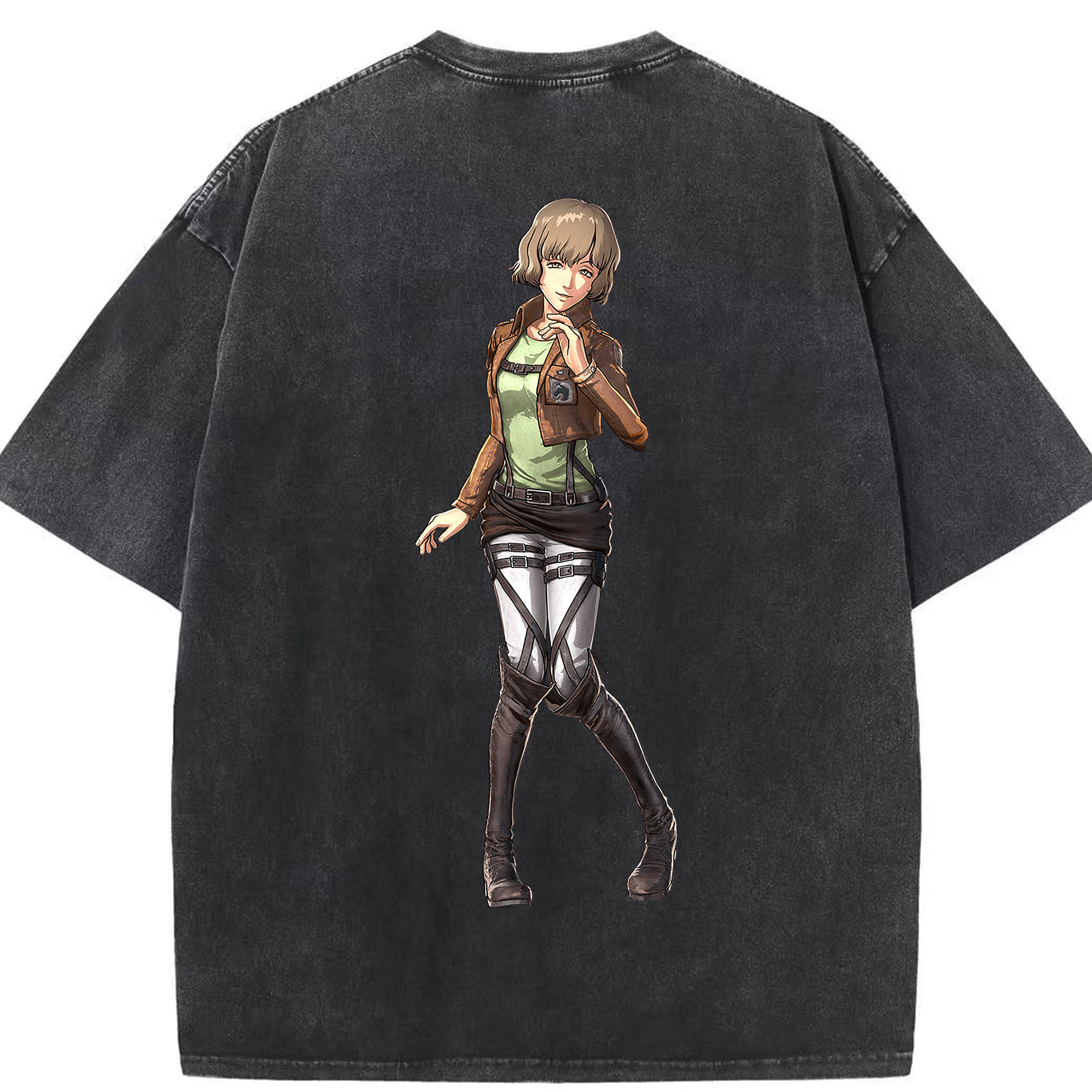 （画像用） 進撃の巨人 ヒツチ Attack on Titan Hitch 綿100% ヴィンテージ風 半袖Tシャツ（背面プリント）