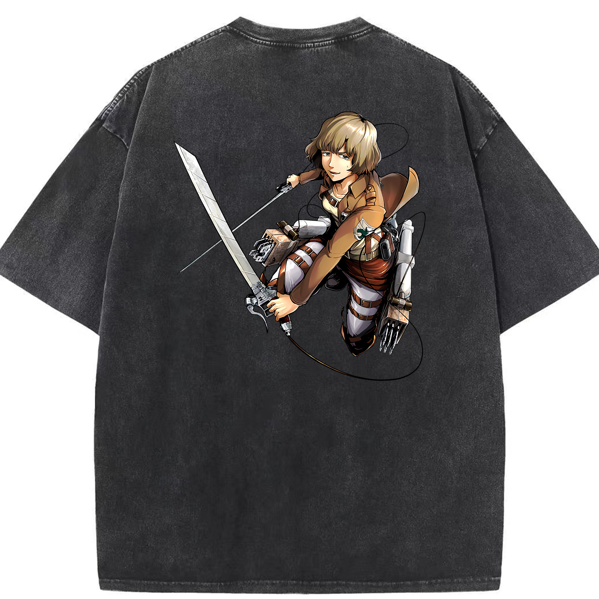 （画像用） 進撃の巨人 ヒツチ Attack on Titan Hitch 綿100% ヴィンテージ風 半袖Tシャツ（背面プリント）