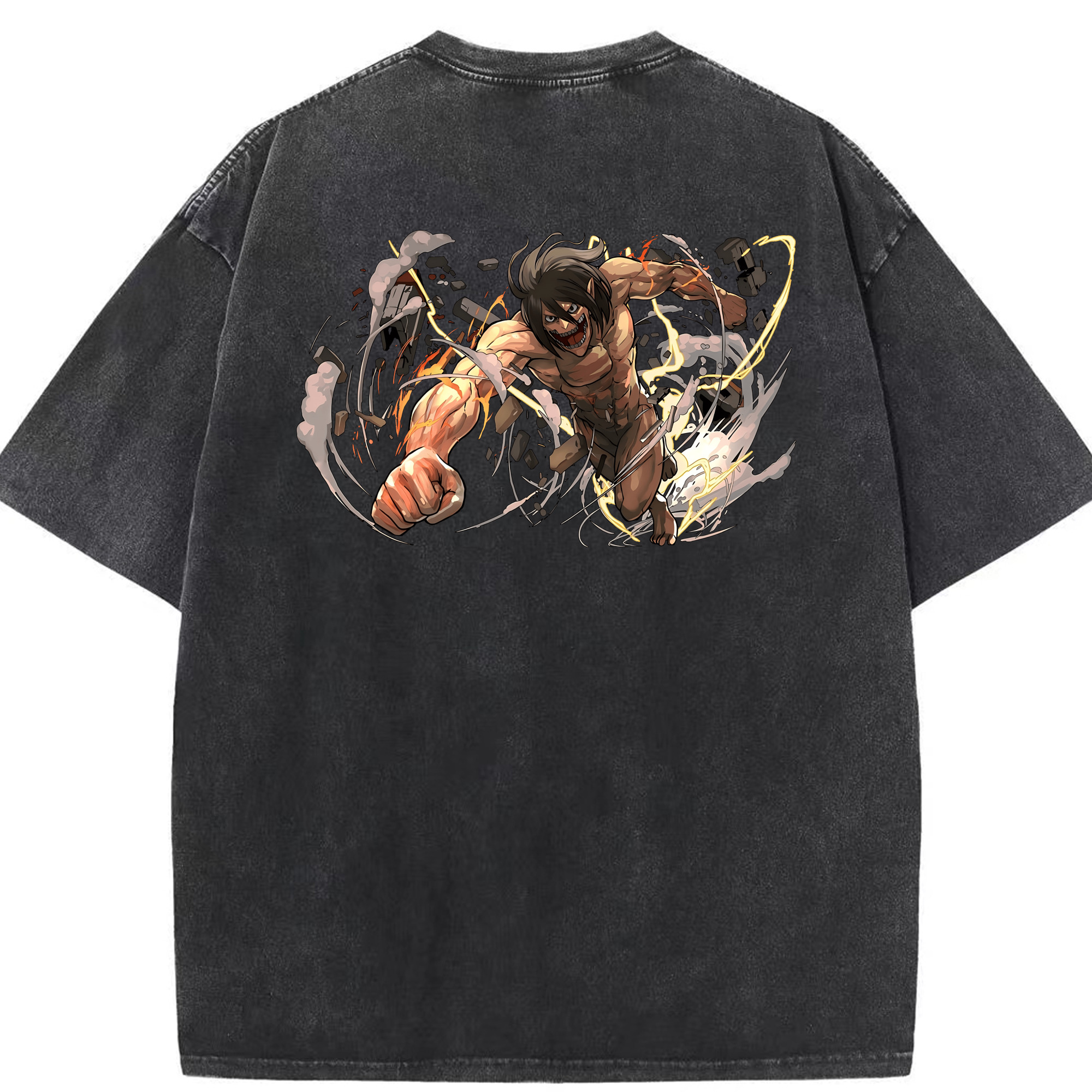 （画像用） 進撃の巨人 Attack on Titan 綿100% ヴィンテージ風 半袖Tシャツ（背面プリント）