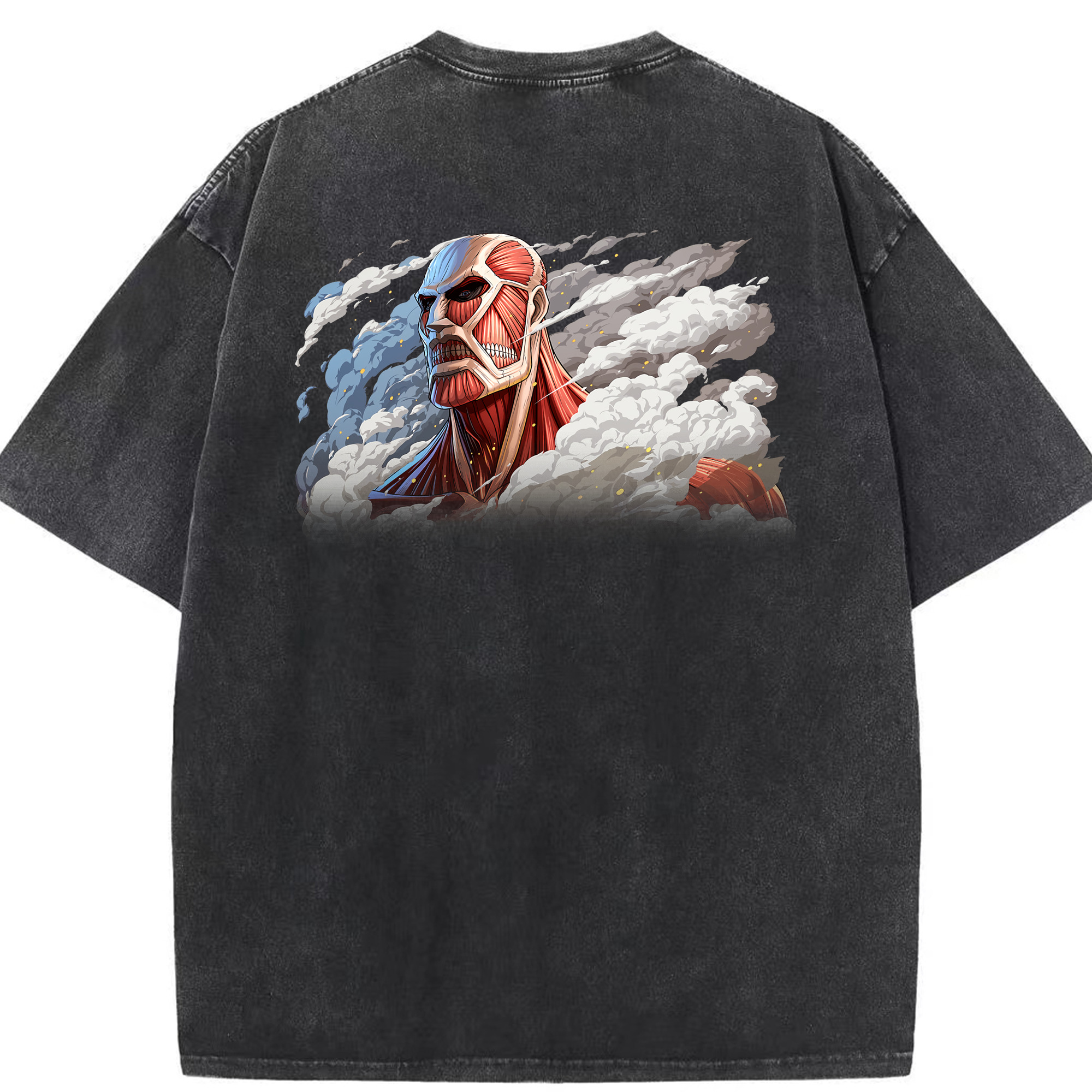 （画像用） 進撃の巨人 Attack on Titan 綿100% ヴィンテージ風 半袖Tシャツ（背面プリント）