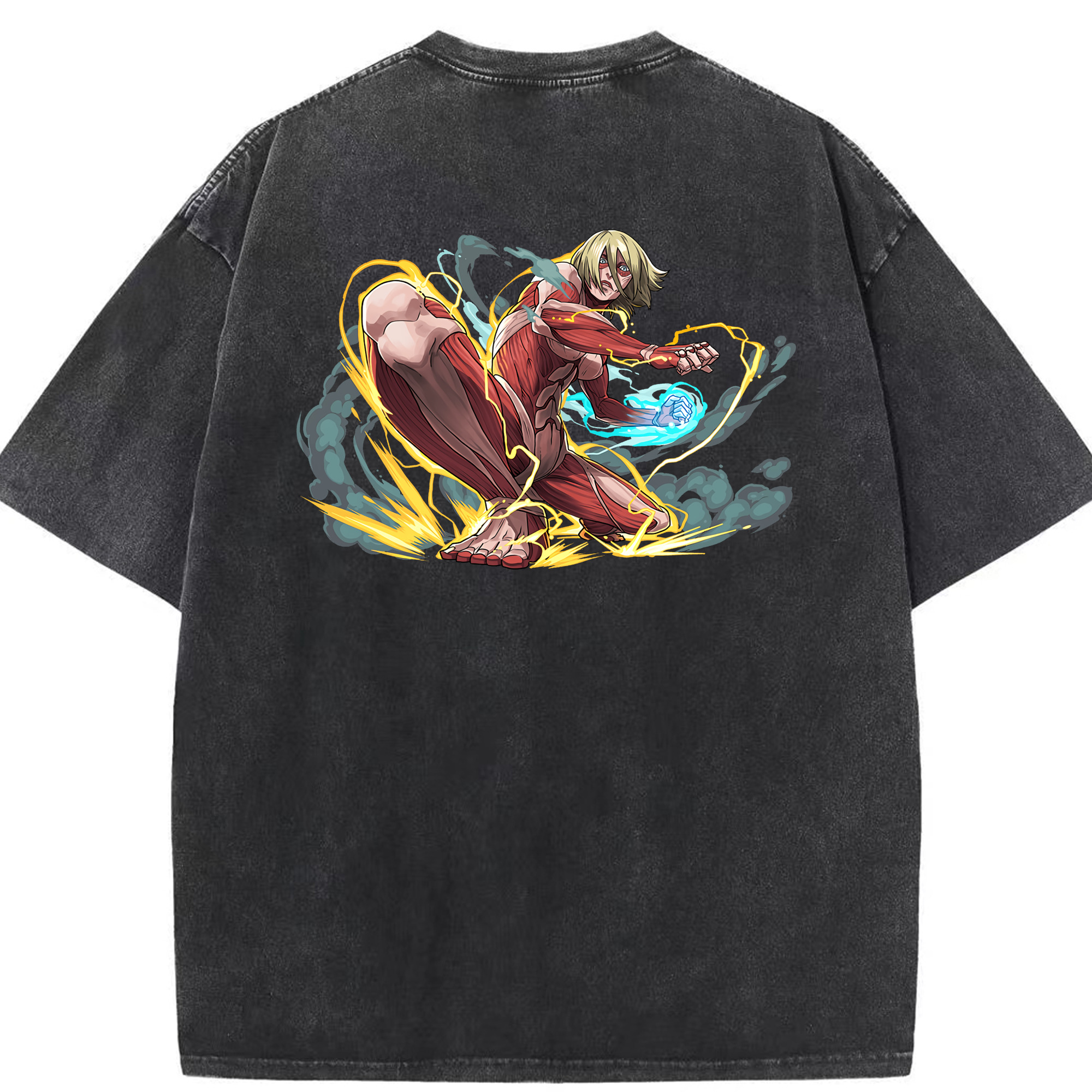 （画像用） 進撃の巨人 Attack on Titan 綿100% ヴィンテージ風 半袖Tシャツ（背面プリント）