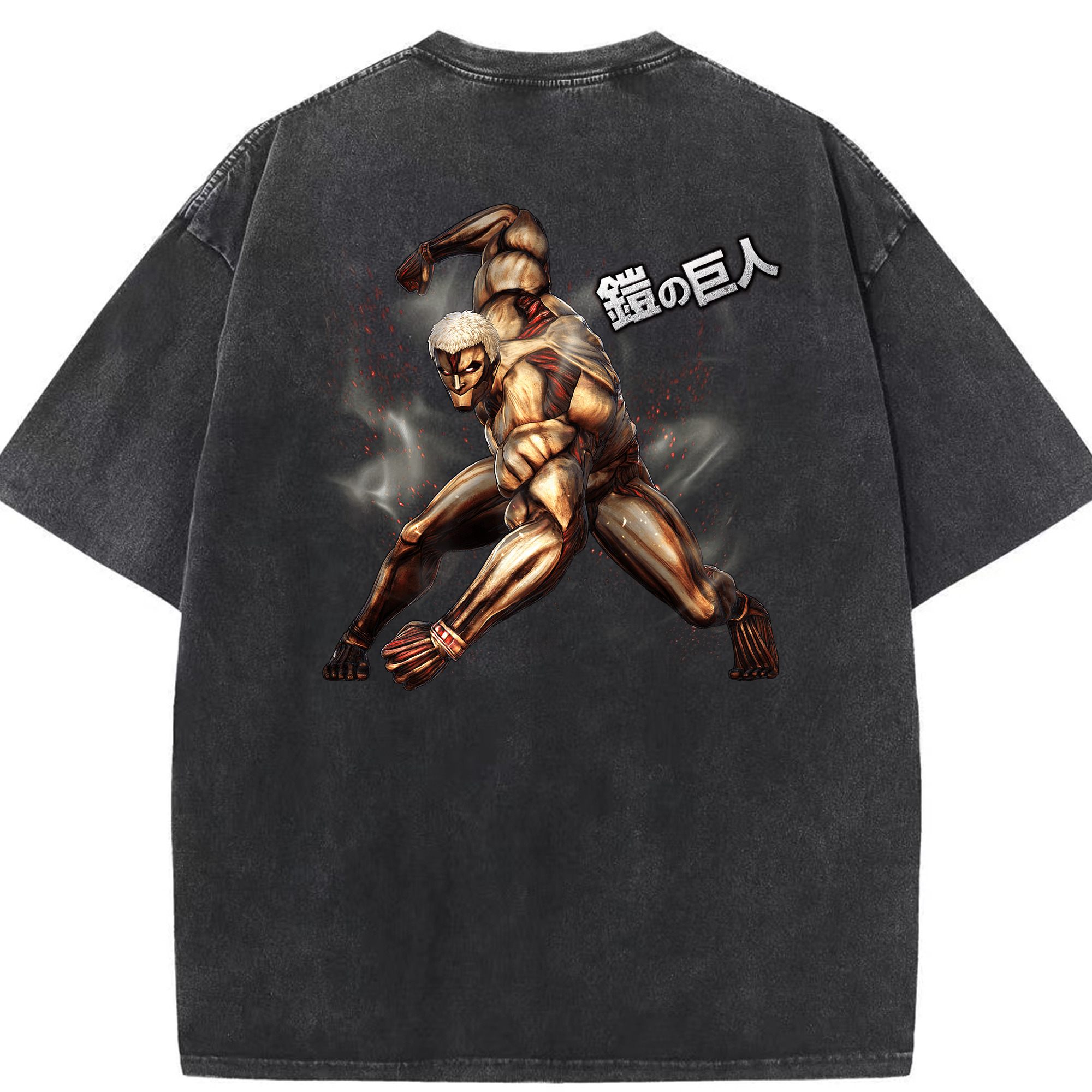 （画像用） 進撃の巨人 Attack on Titan 綿100% ヴィンテージ風 半袖Tシャツ（背面プリント）